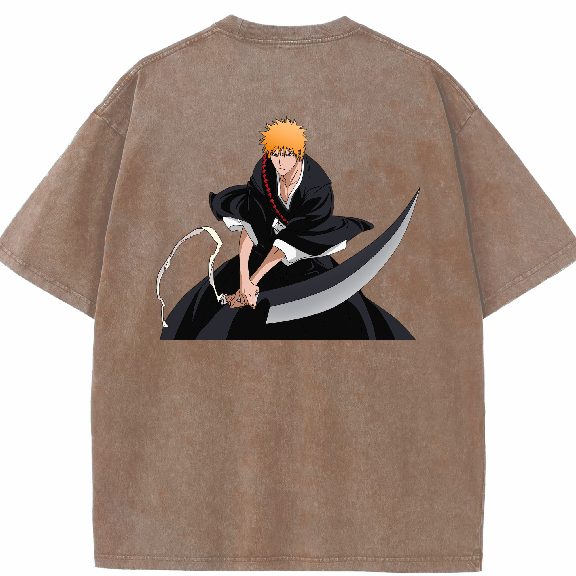 （画像用） ブリーチ 黒崎一護（くろさき いちご）BLEACH Kurosaki Ichigo 綿100% ヴィンテージ風 半袖Tシャツ（背面プリント）