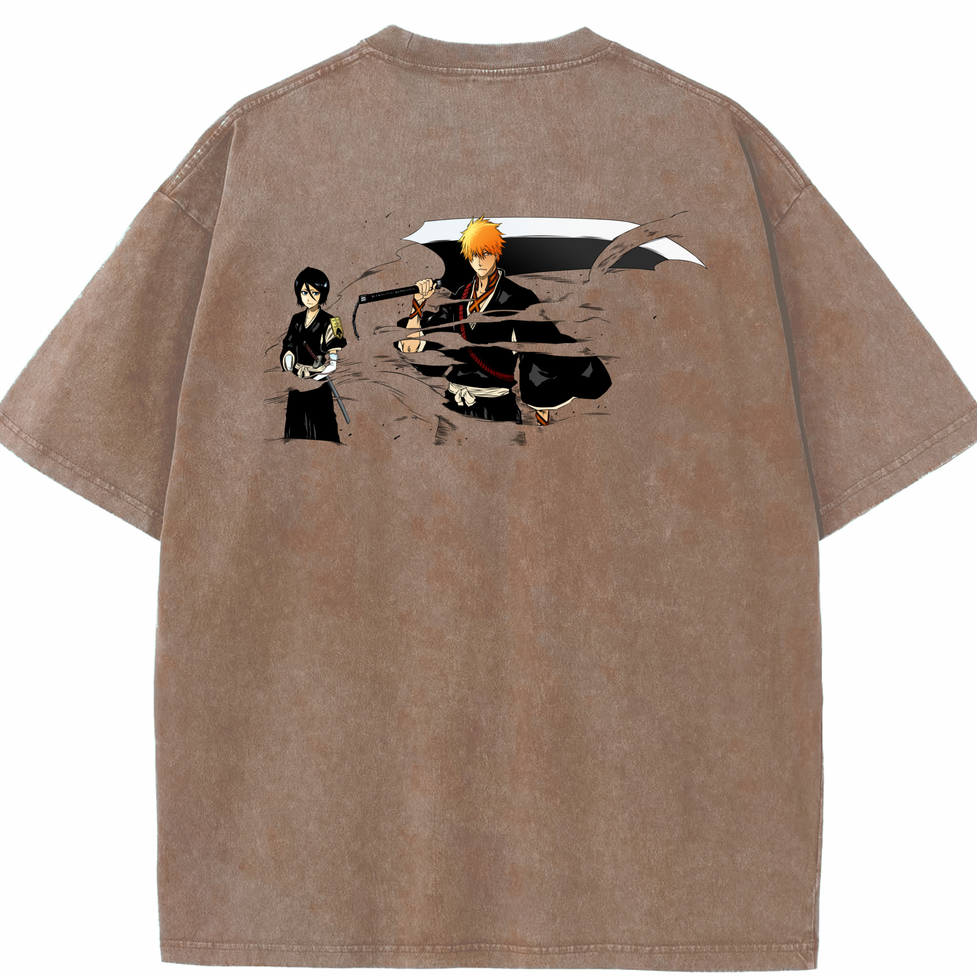 （画像用） ブリーチ 黒崎一護（くろさき いちご）BLEACH Kurosaki Ichigo 綿100% ヴィンテージ風 半袖Tシャツ（背面プリント）