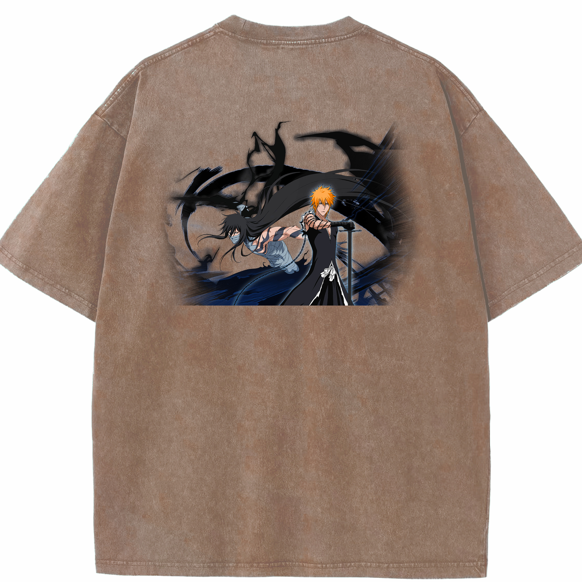 （画像用） ブリーチ 黒崎一護（くろさき いちご）BLEACH Kurosaki Ichigo 綿100% ヴィンテージ風 半袖Tシャツ（背面プリント）