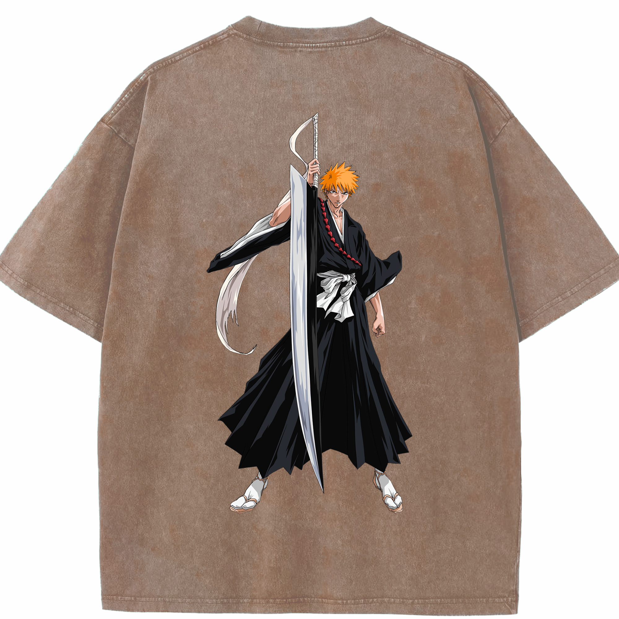 （画像用） ブリーチ 黒崎一護（くろさき いちご）BLEACH Kurosaki Ichigo 綿100% ヴィンテージ風 半袖Tシャツ（背面プリント）