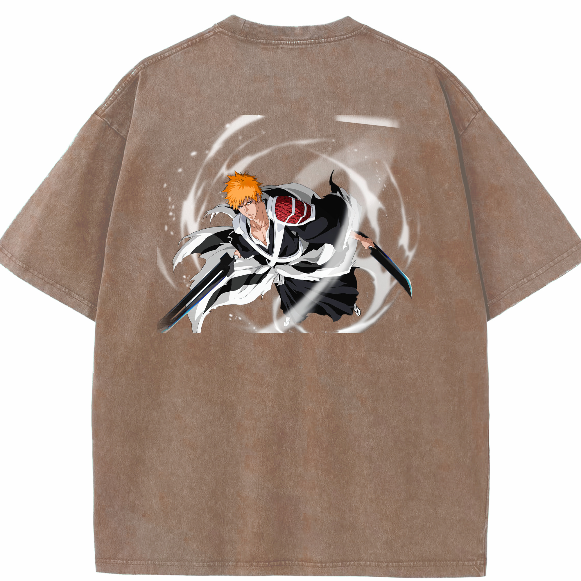 （画像用） ブリーチ 黒崎一護（くろさき いちご）BLEACH Kurosaki Ichigo 綿100% ヴィンテージ風 半袖Tシャツ（背面プリント）