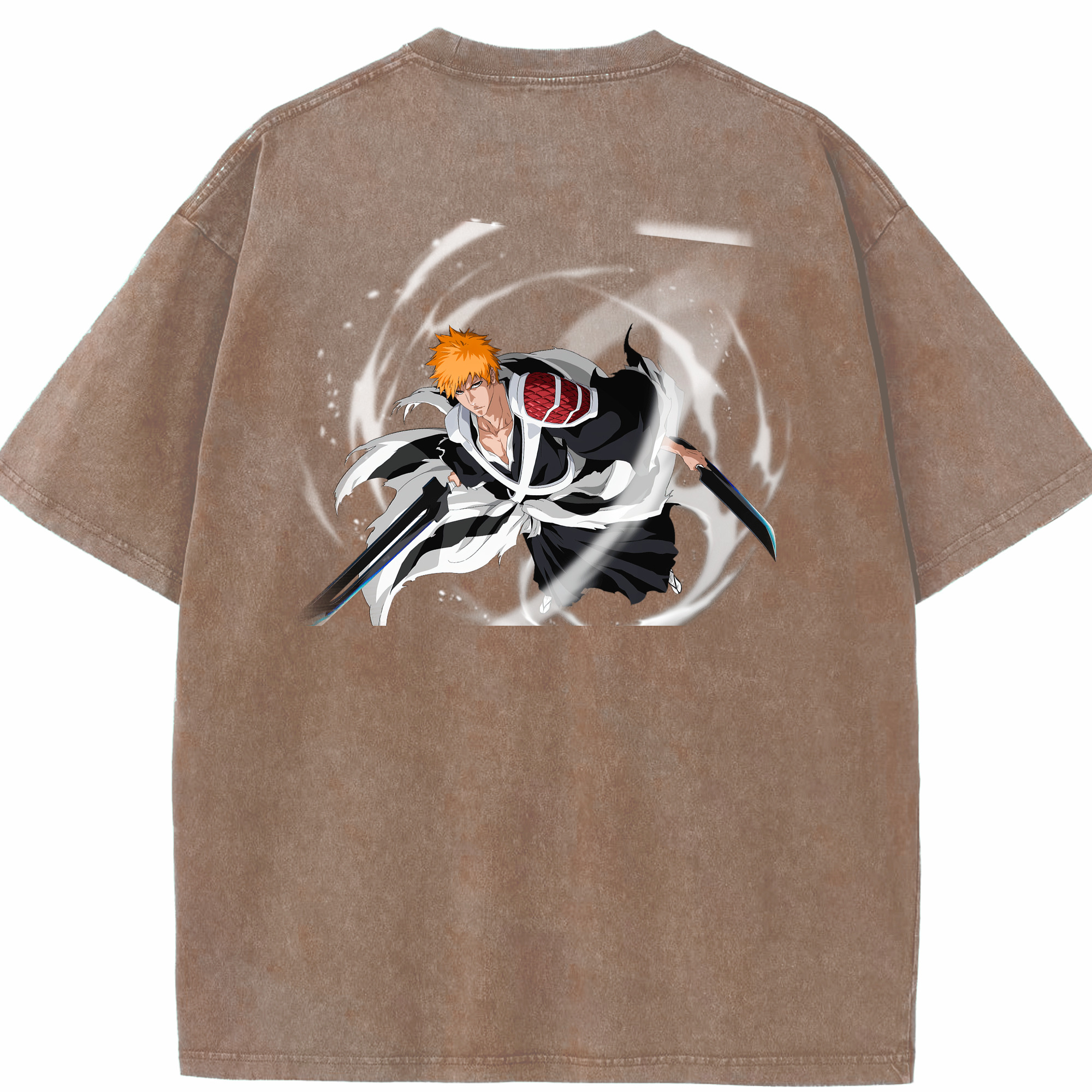（画像用） ブリーチ 黒崎一護（くろさき いちご）BLEACH Kurosaki Ichigo 綿100% ヴィンテージ風 半袖Tシャツ（背面プリント）