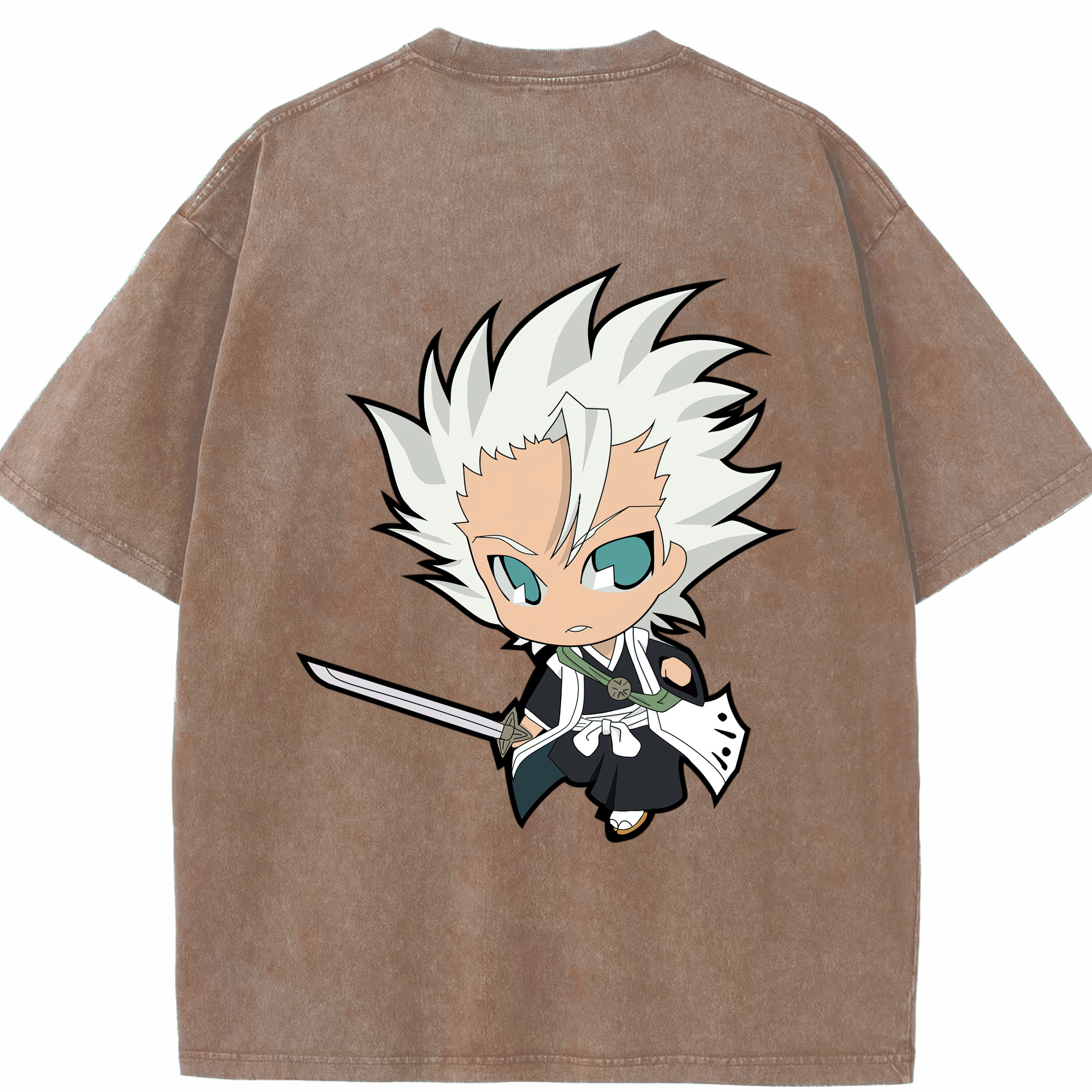 （画像用） ブリーチ 日番谷冬獅郎（ひつがや とうしろう） BLEACH Hitsugaya Toushirou 綿100% ヴィンテージ風 半袖Tシャツ（背面プリント）