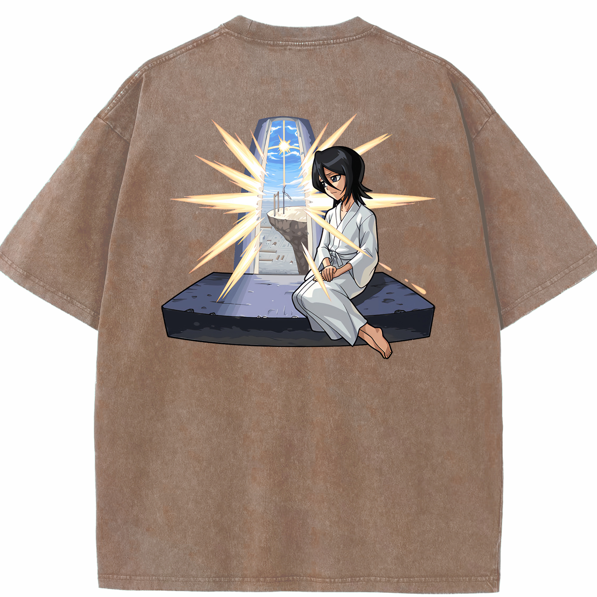 （画像用） ブリーチ 朽木ルキア BLEACH Kuchiki Rukia 綿100% ヴィンテージ風 半袖Tシャツ（背面プリント）