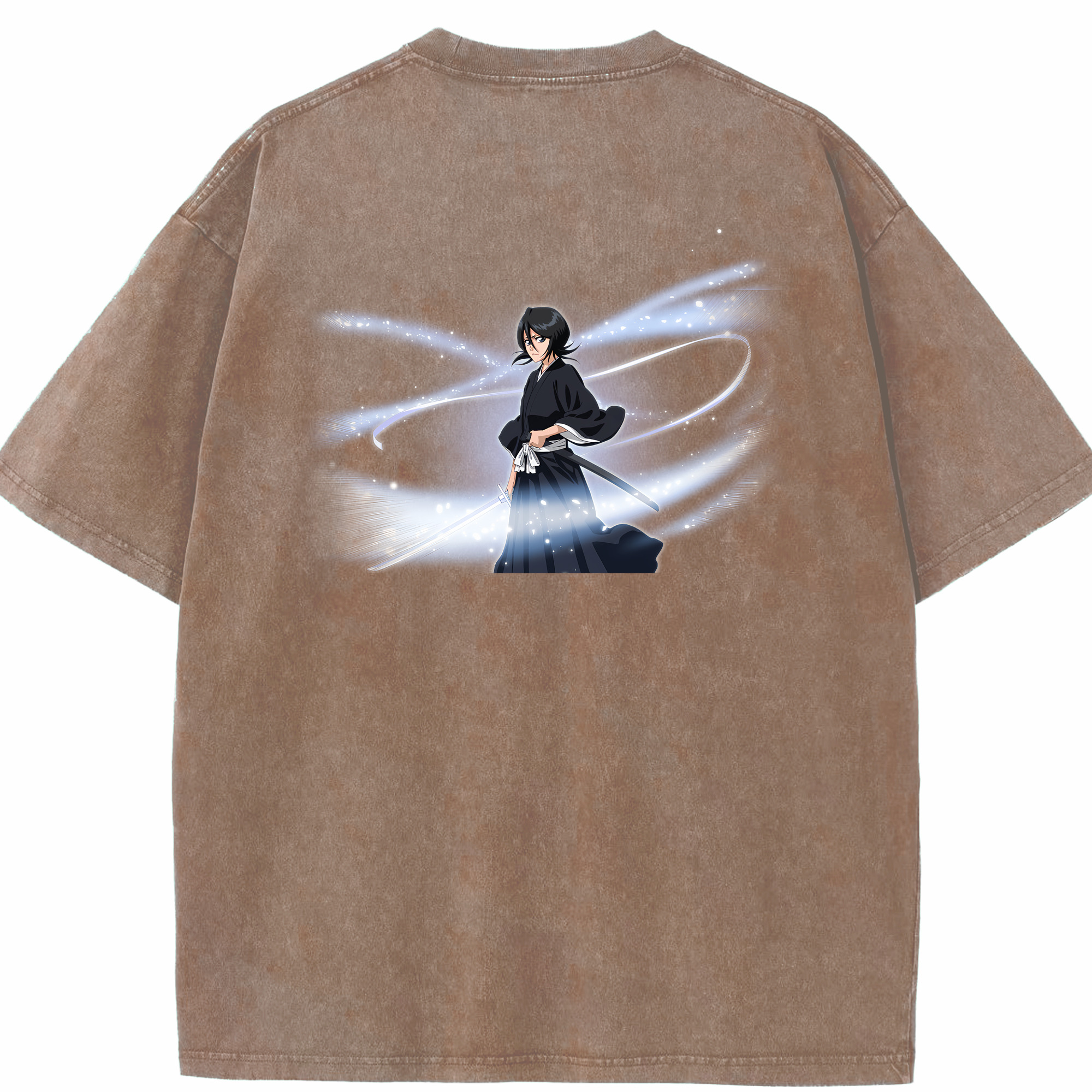 （画像用） ブリーチ 朽木ルキア BLEACH Kuchiki Rukia 綿100% ヴィンテージ風 半袖Tシャツ（背面プリント）