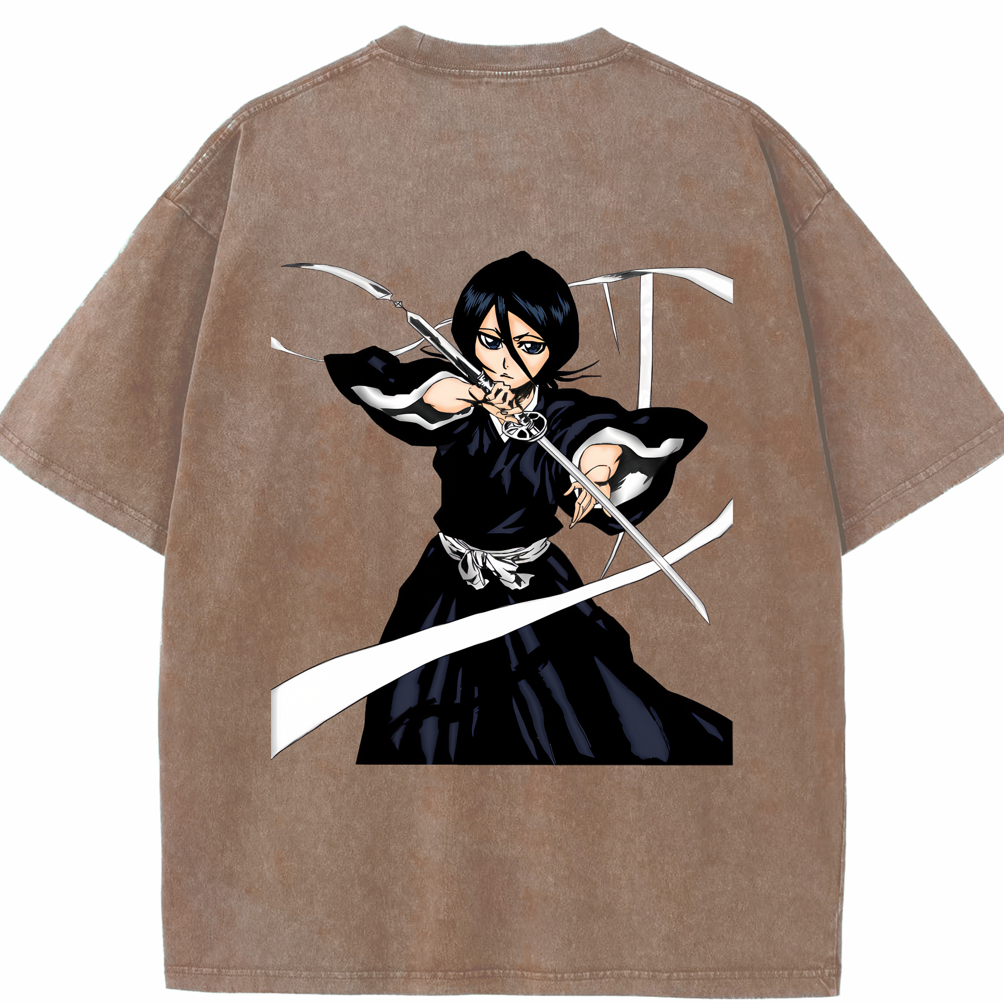 （画像用） ブリーチ 朽木ルキア BLEACH Kuchiki Rukia 綿100% ヴィンテージ風 半袖Tシャツ（背面プリント）