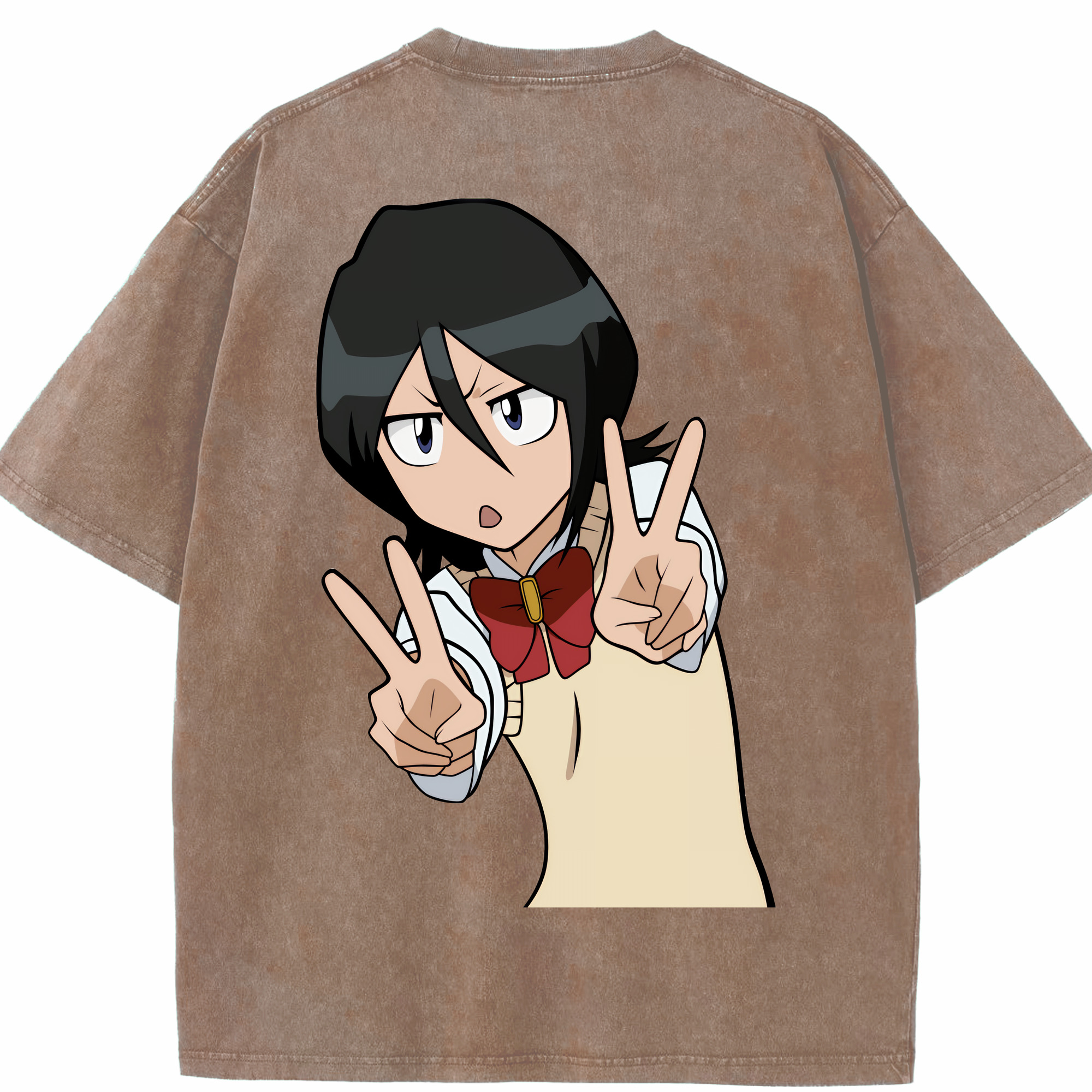 （画像用） ブリーチ 朽木ルキア BLEACH Kuchiki Rukia 綿100% ヴィンテージ風 半袖Tシャツ（背面プリント）