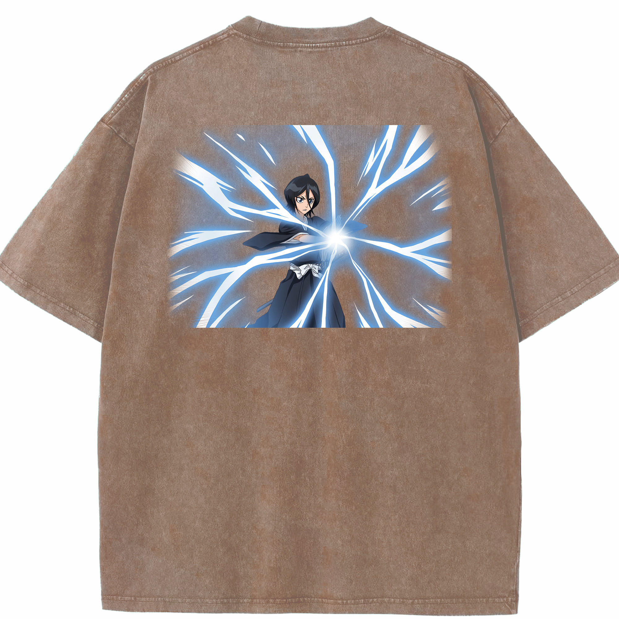 （画像用） ブリーチ 朽木ルキア BLEACH Kuchiki Rukia 綿100% ヴィンテージ風 半袖Tシャツ（背面プリント）