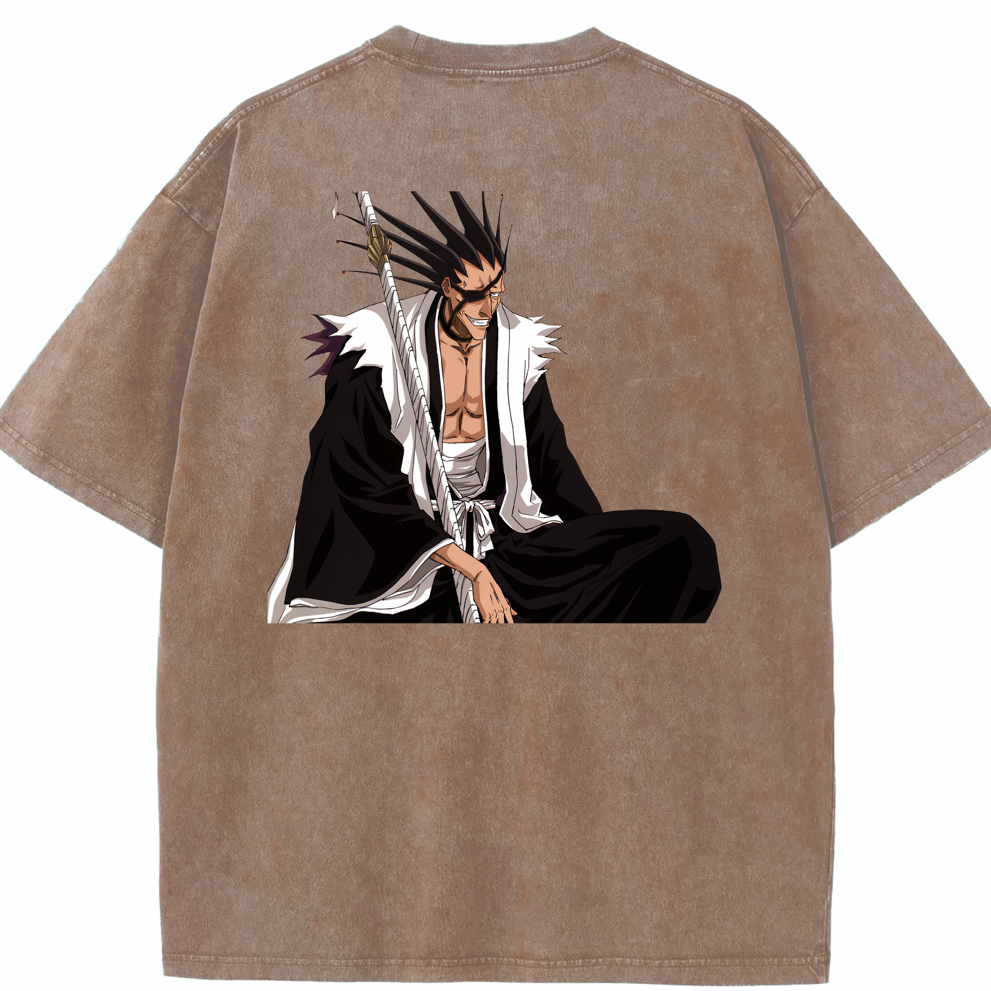 （画像用） ブリーチ ざらき けんぱち BLEACH Zaraki Kenpachi 綿100% ヴィンテージ風 半袖Tシャツ（背面プリント）