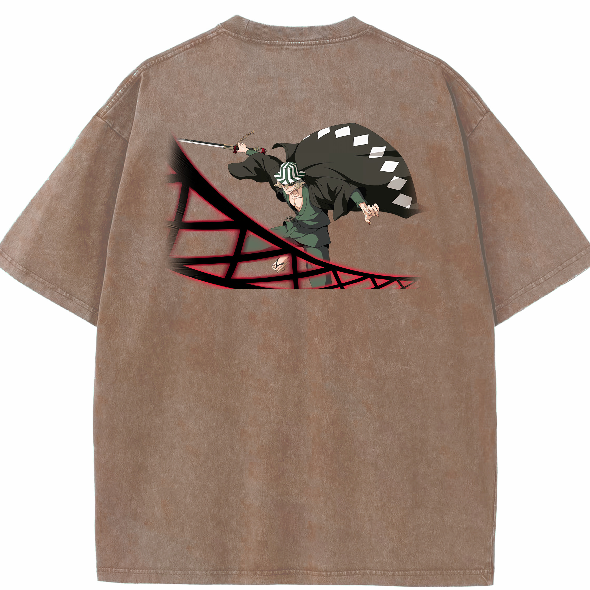 （画像用） "ブリーチ 浦原 喜助（うらはら きすけ） BLEACH Urahara Kisuke " 綿100% ヴィンテージ風 半袖Tシャツ（背面プリント）