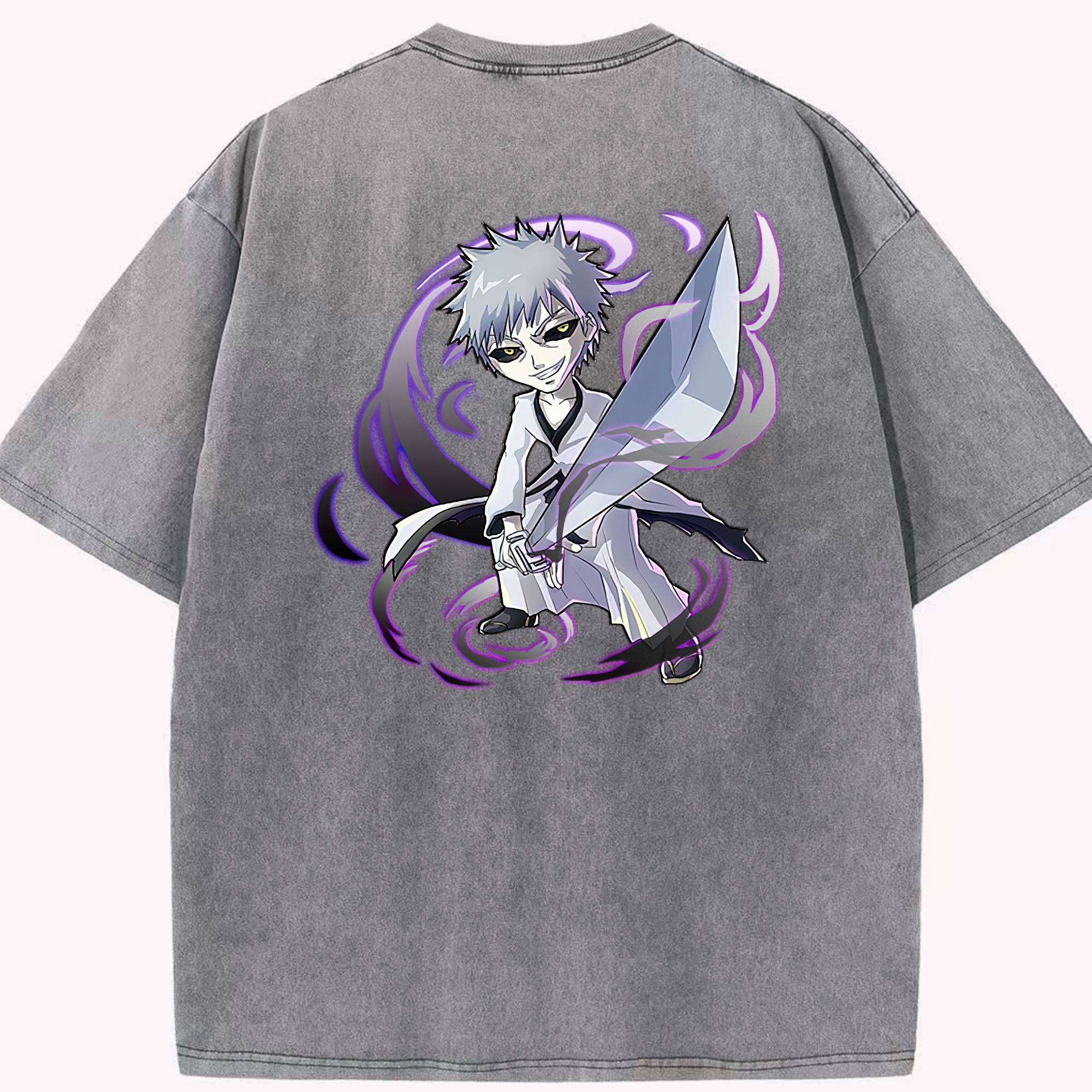 （画像用） ブリーチ 黒崎一護（くろさき いちご）BLEACH Kurosaki Ichigo 綿100% ヴィンテージ風 半袖Tシャツ（背面プリント）