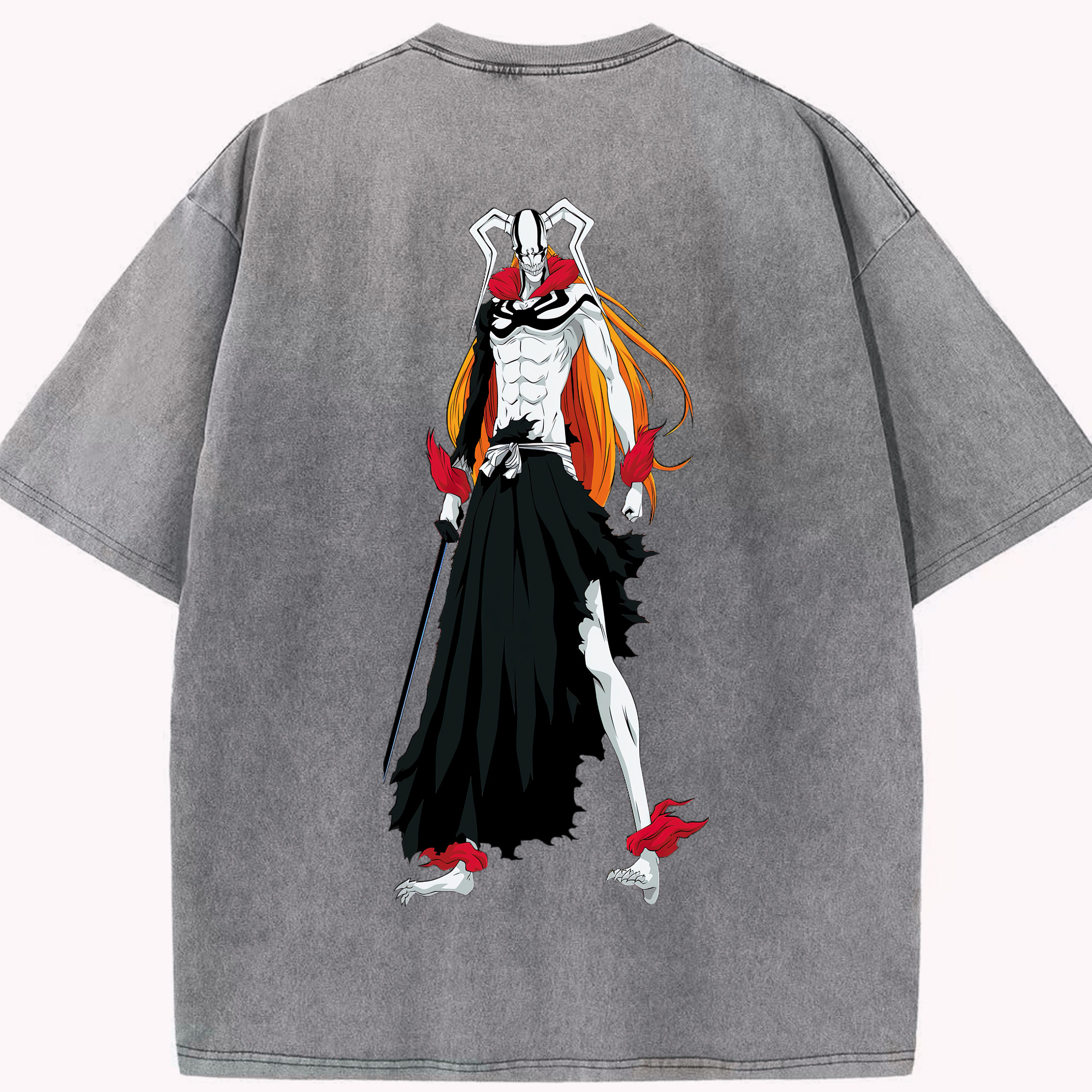 （画像用） ブリーチ 黒崎一護（くろさき いちご）BLEACH Kurosaki Ichigo 綿100% ヴィンテージ風 半袖Tシャツ（背面プリント）