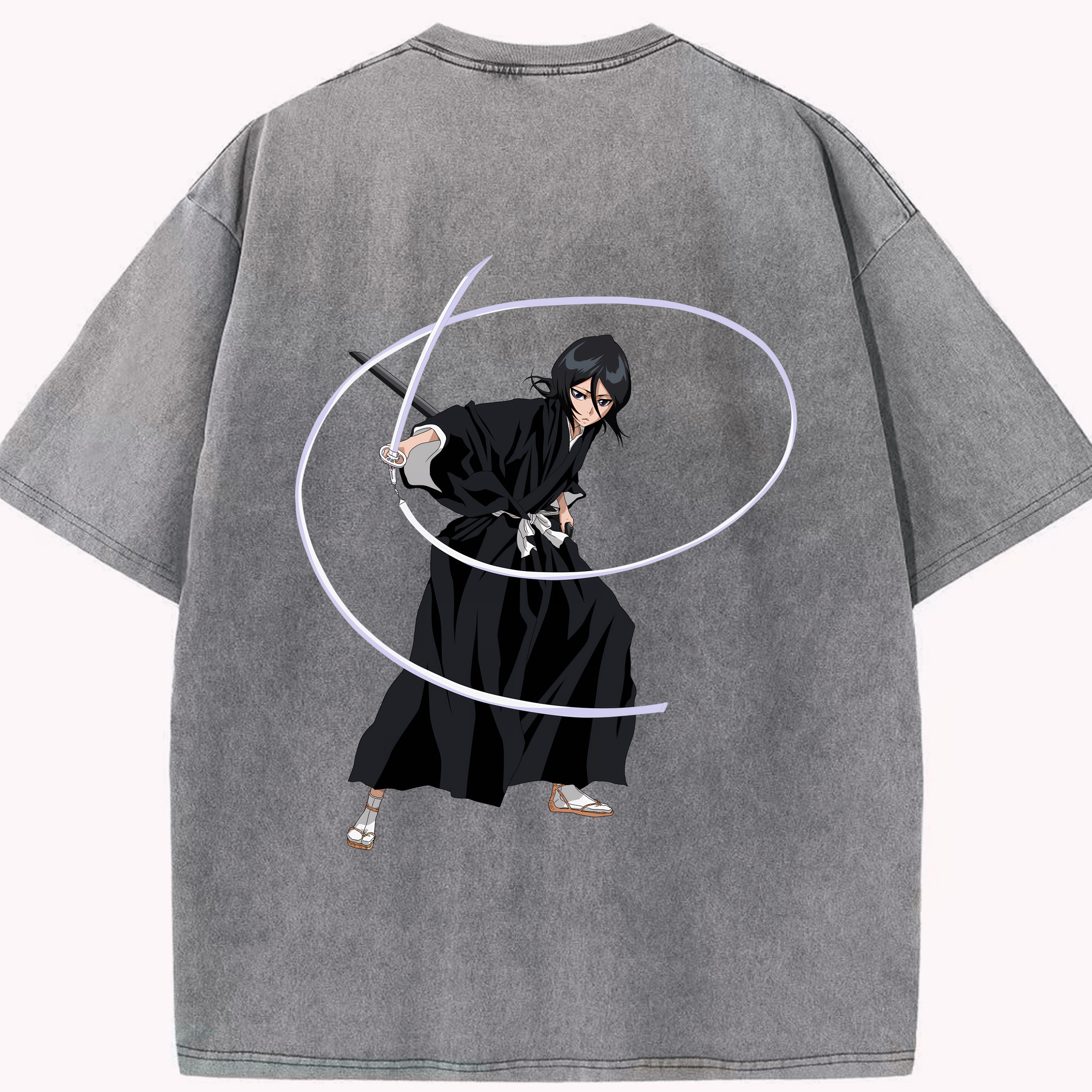 （画像用） ブリーチ 朽木ルキア BLEACH Kuchiki Rukia 綿100% ヴィンテージ風 半袖Tシャツ（背面プリント）