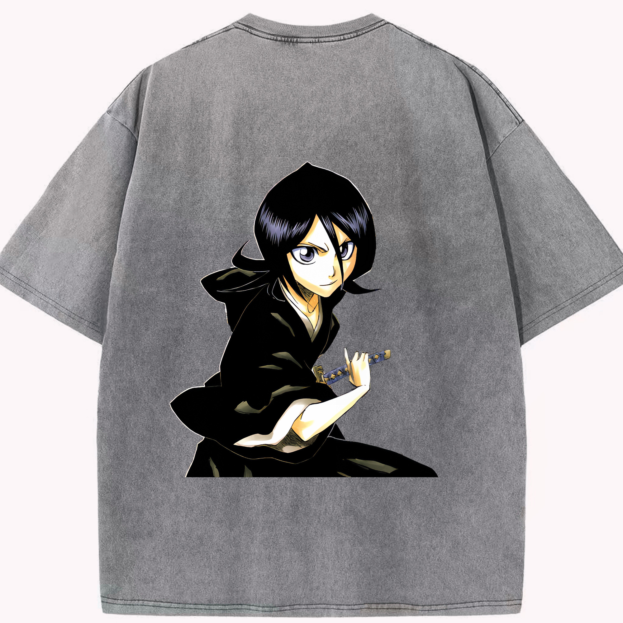 （画像用） ブリーチ 朽木ルキア BLEACH Kuchiki Rukia 綿100% ヴィンテージ風 半袖Tシャツ（背面プリント）