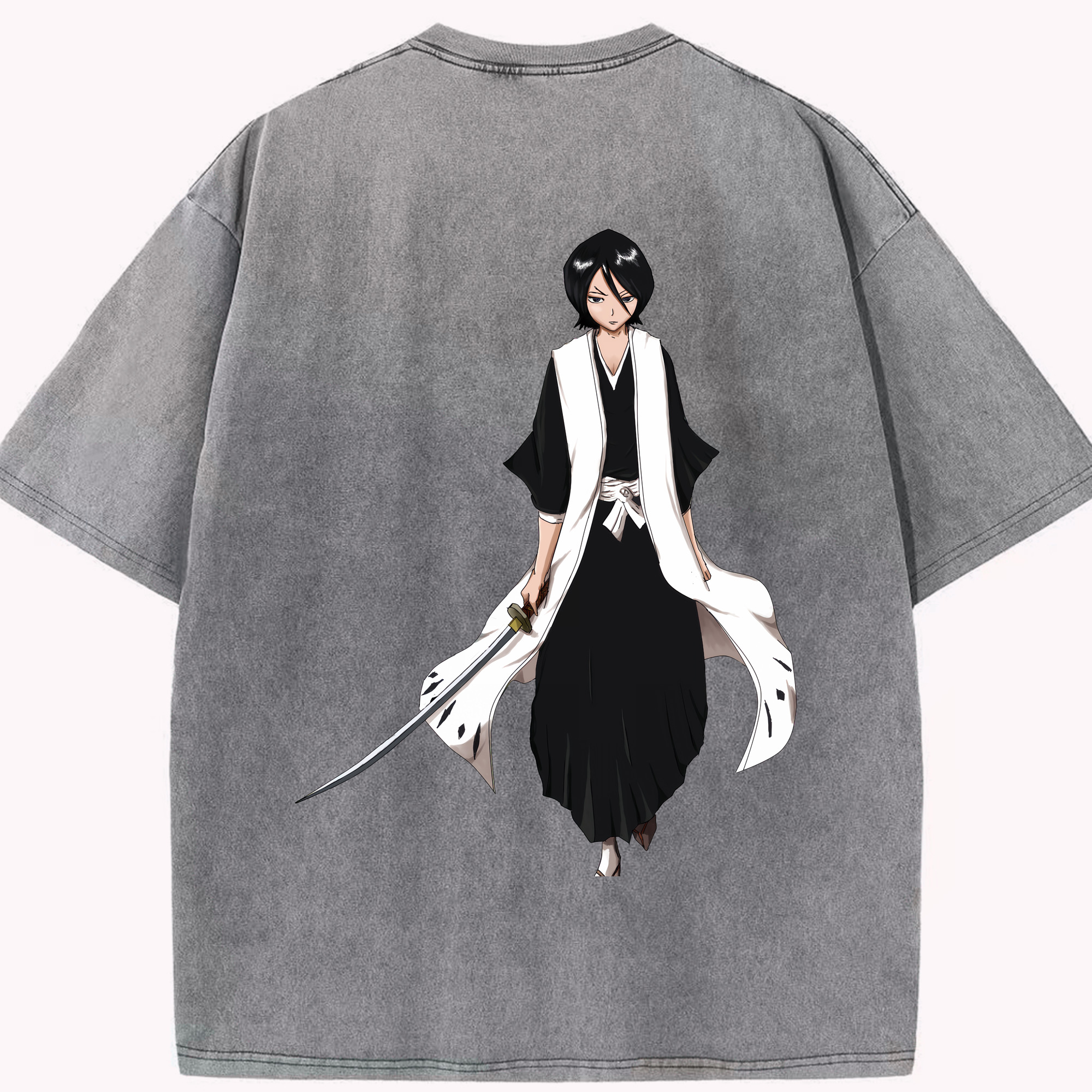 （画像用） ブリーチ 朽木ルキア BLEACH Kuchiki Rukia 綿100% ヴィンテージ風 半袖Tシャツ（背面プリント）