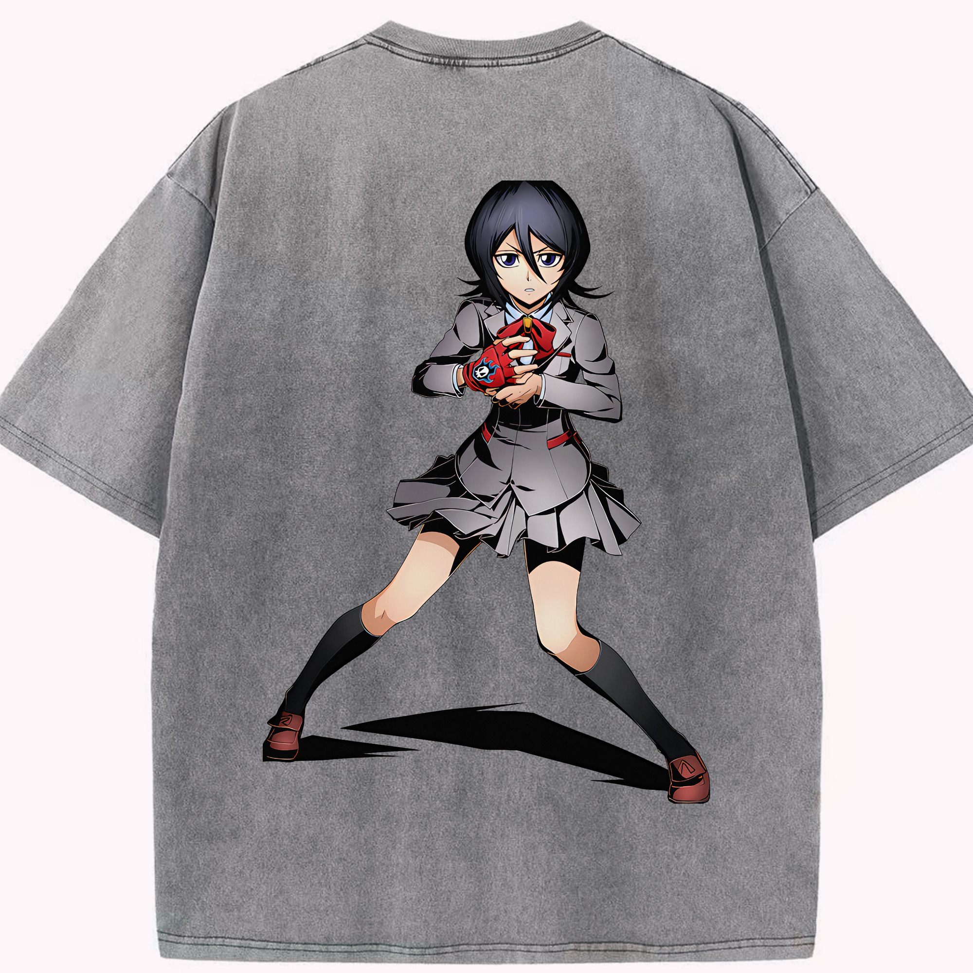 （画像用） ブリーチ 朽木ルキア BLEACH Kuchiki Rukia 綿100% ヴィンテージ風 半袖Tシャツ（背面プリント）