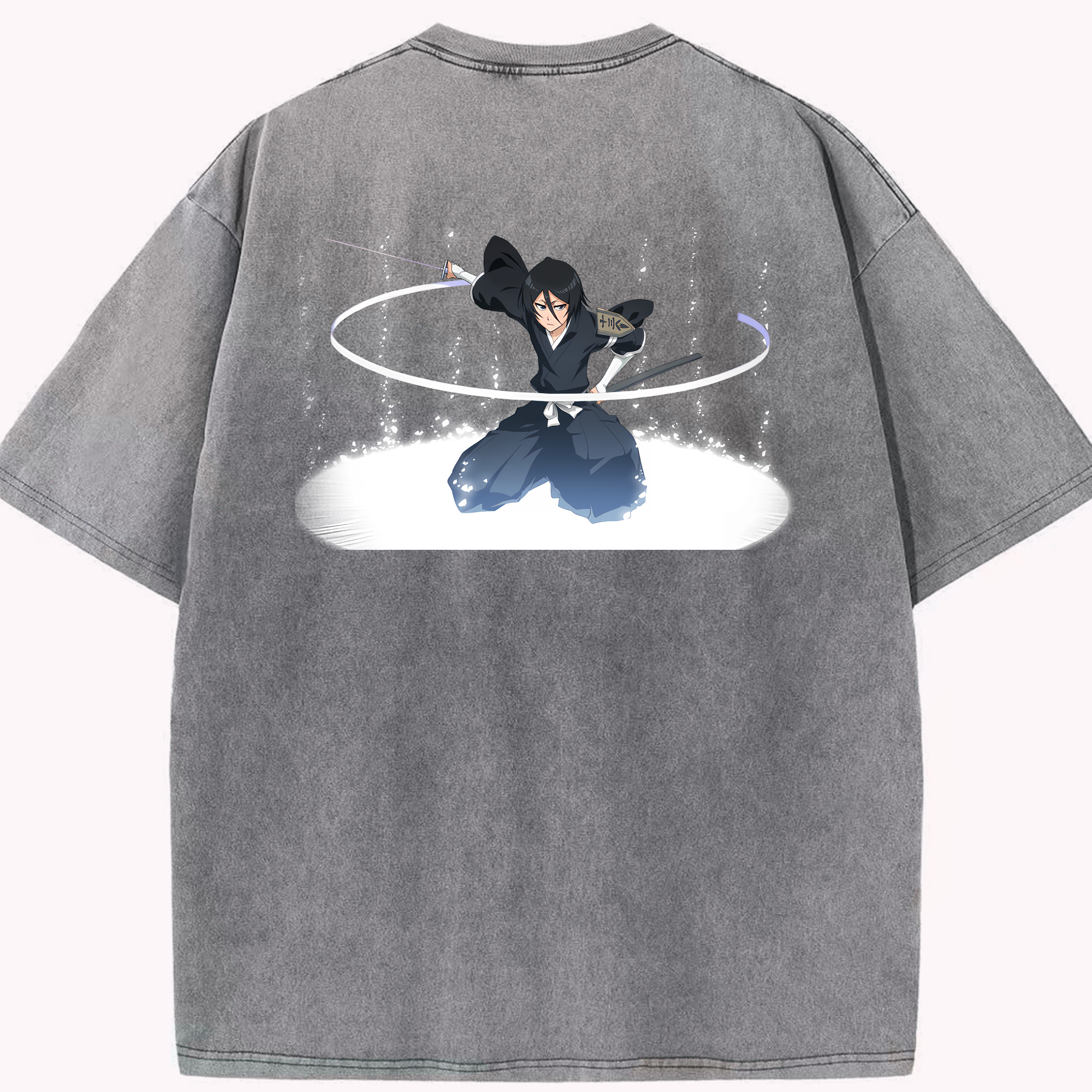 （画像用） ブリーチ 朽木ルキア BLEACH Kuchiki Rukia 綿100% ヴィンテージ風 半袖Tシャツ（背面プリント）