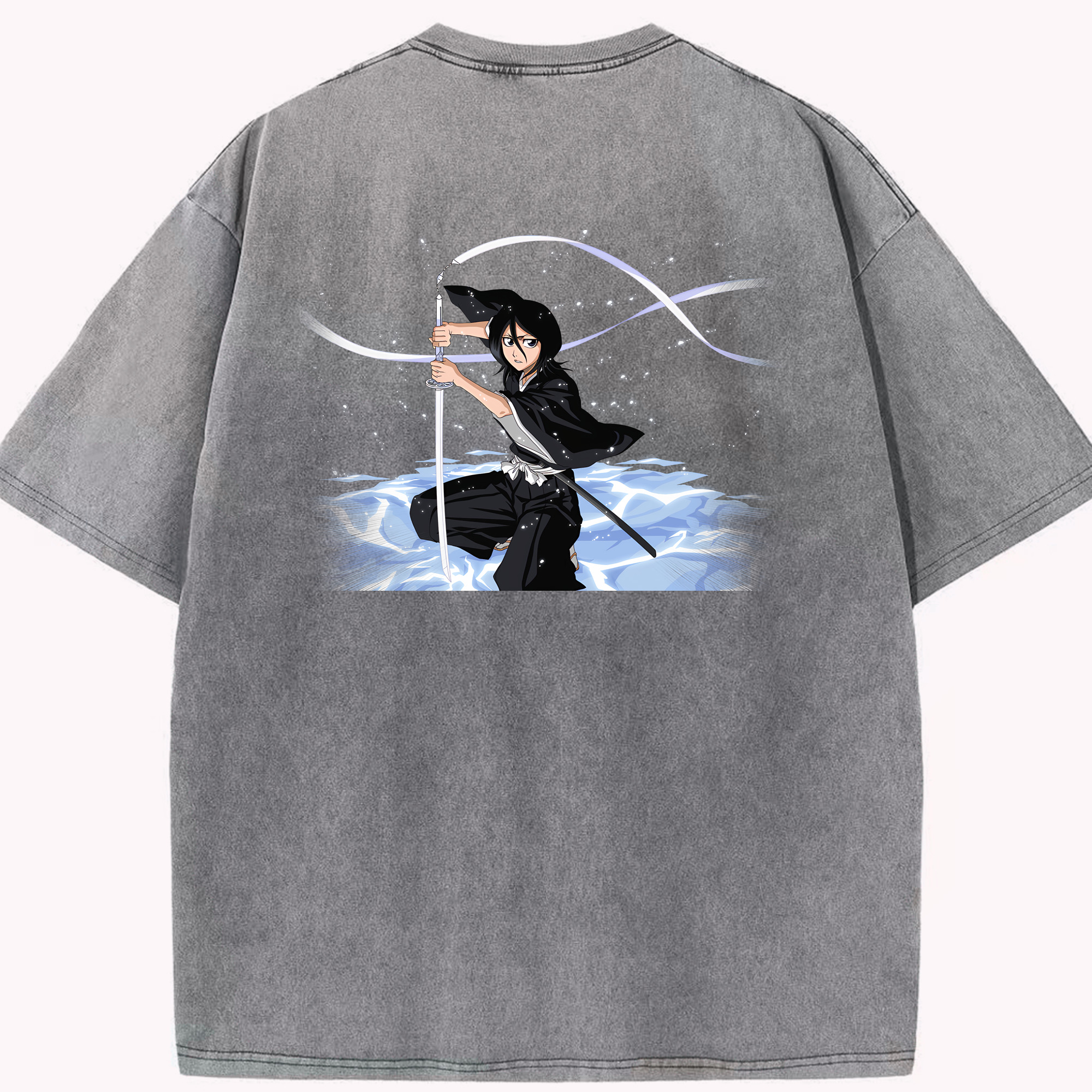 （画像用） ブリーチ 朽木ルキア BLEACH Kuchiki Rukia 綿100% ヴィンテージ風 半袖Tシャツ（背面プリント）