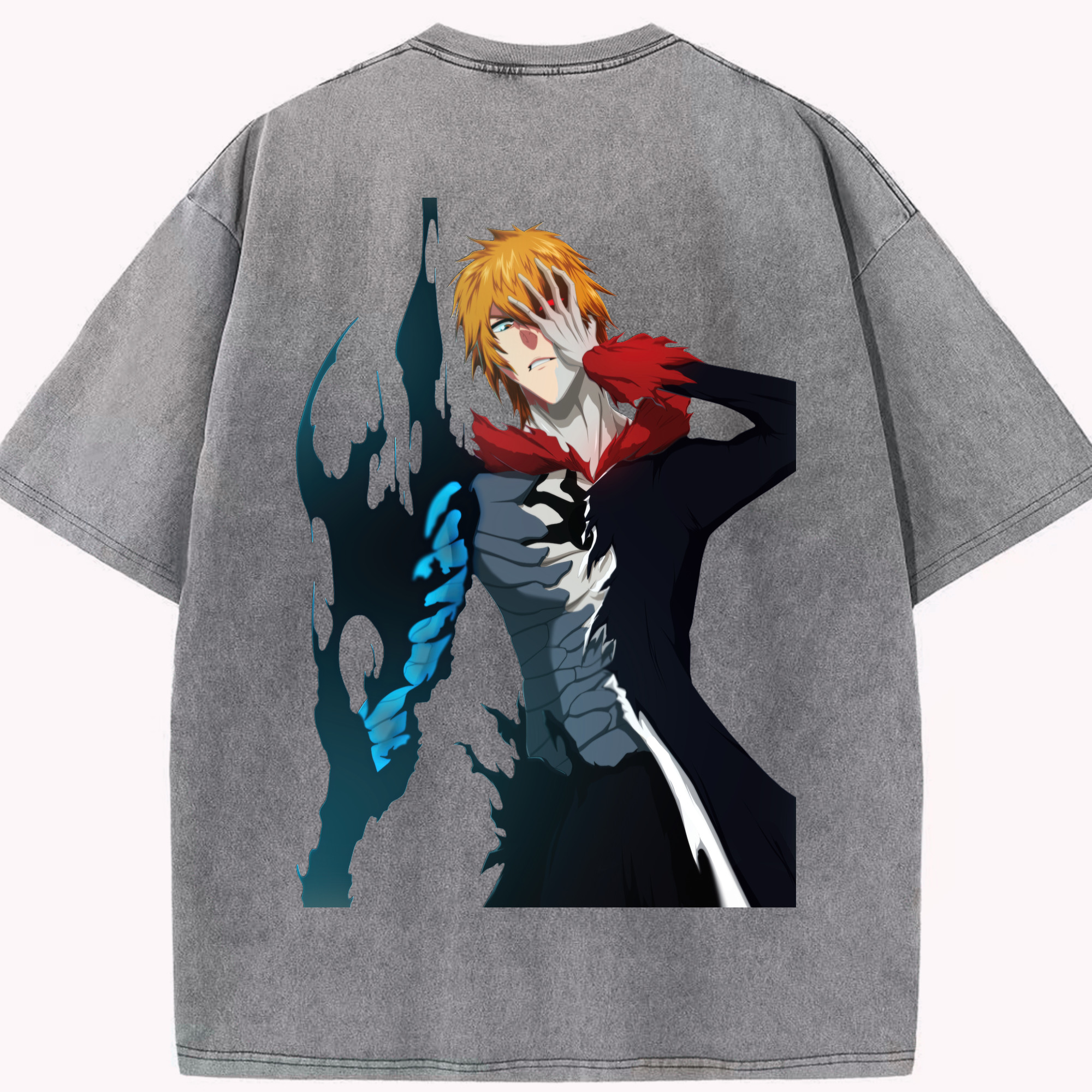 （画像用） ブリーチ 黒崎一護（くろさき いちご）BLEACH Kurosaki Ichigo 綿100% ヴィンテージ風 半袖Tシャツ（背面プリント）