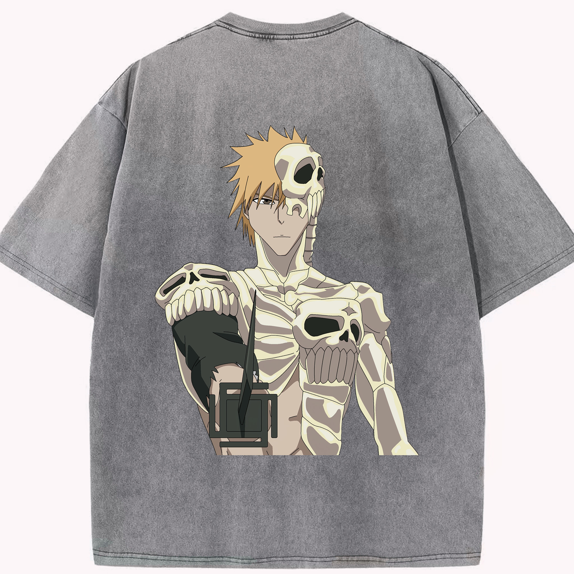（画像用） ブリーチ 黒崎一護（くろさき いちご）BLEACH Kurosaki Ichigo 綿100% ヴィンテージ風 半袖Tシャツ（背面プリント）