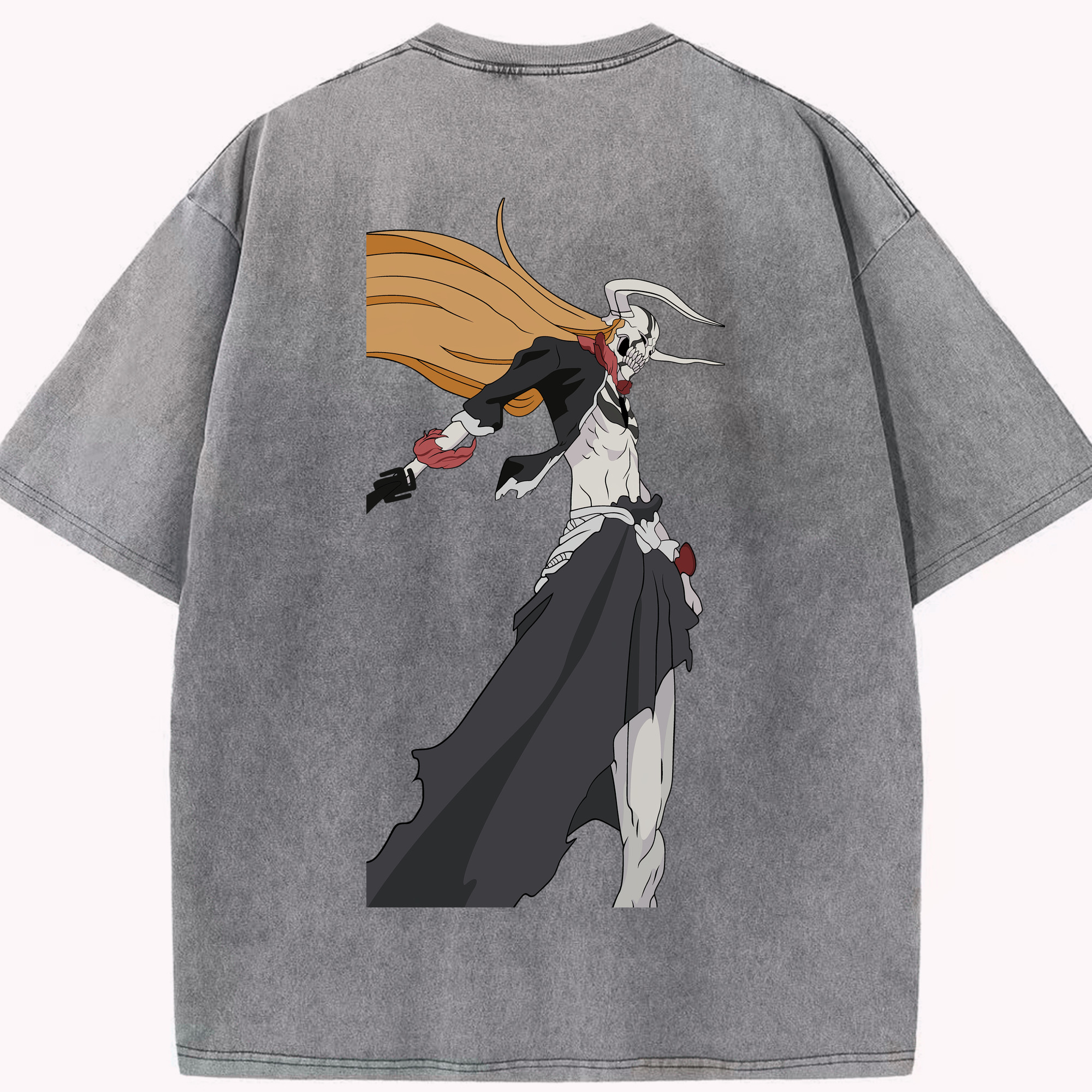 （画像用） ブリーチ 黒崎一護（くろさき いちご）BLEACH Kurosaki Ichigo 綿100% ヴィンテージ風 半袖Tシャツ（背面プリント）