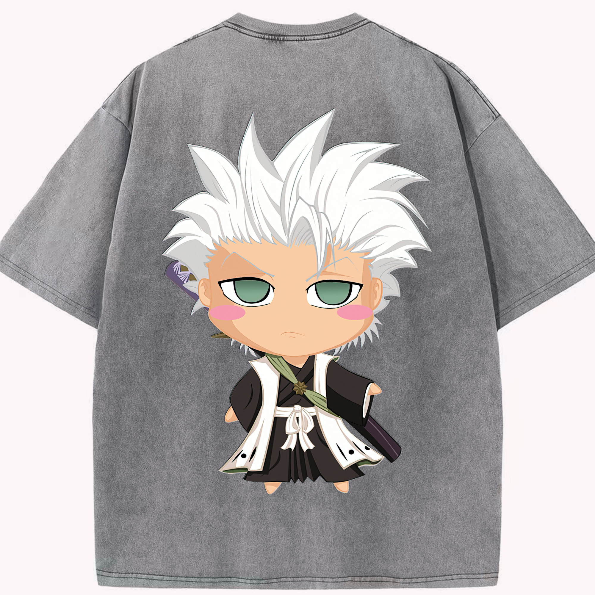 （画像用） ブリーチ 日番谷冬獅郎（ひつがや とうしろう） BLEACH Hitsugaya Toushirou 綿100% ヴィンテージ風 半袖Tシャツ（背面プリント）
