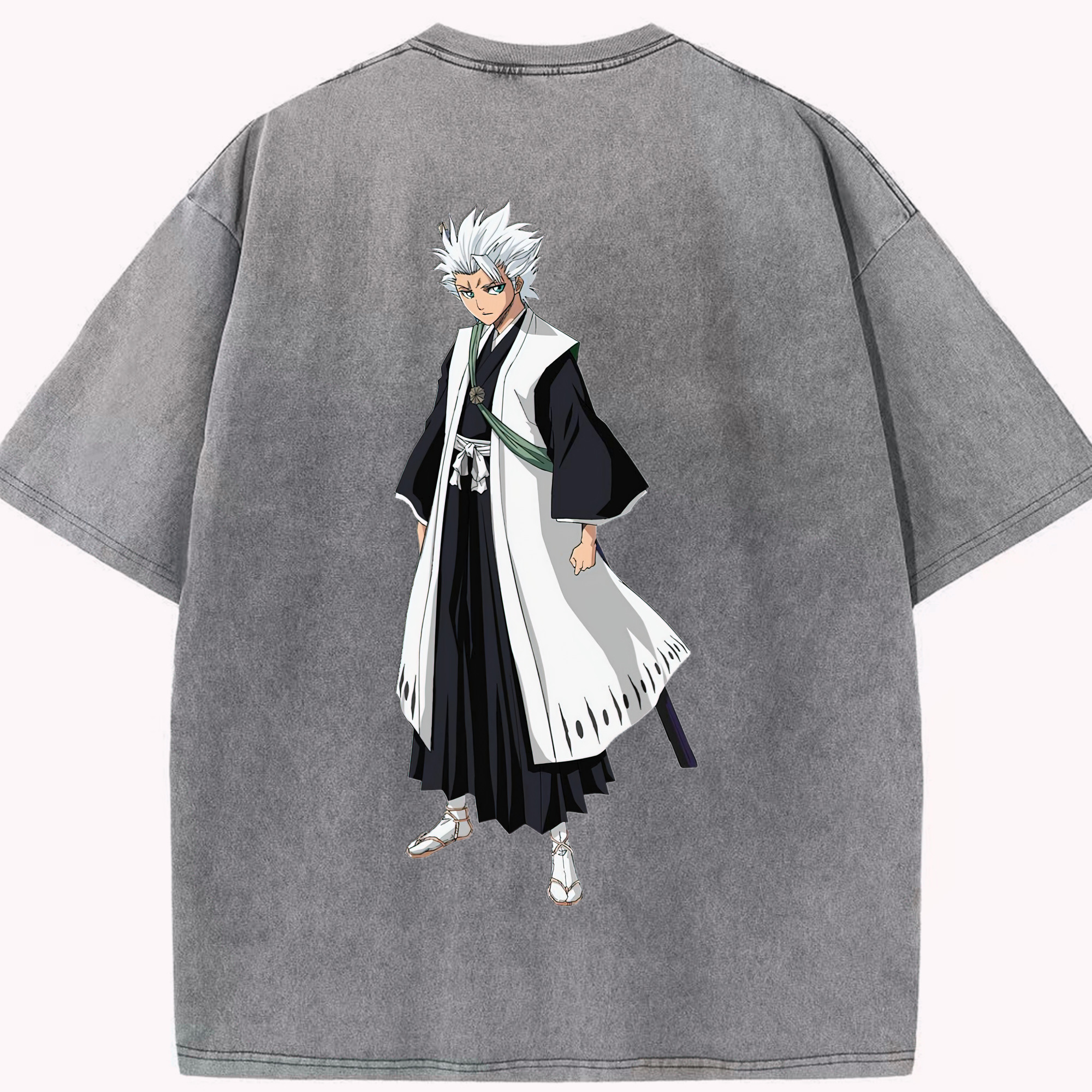 （画像用） ブリーチ 日番谷冬獅郎（ひつがや とうしろう） BLEACH Hitsugaya Toushirou 綿100% ヴィンテージ風 半袖Tシャツ（背面プリント）