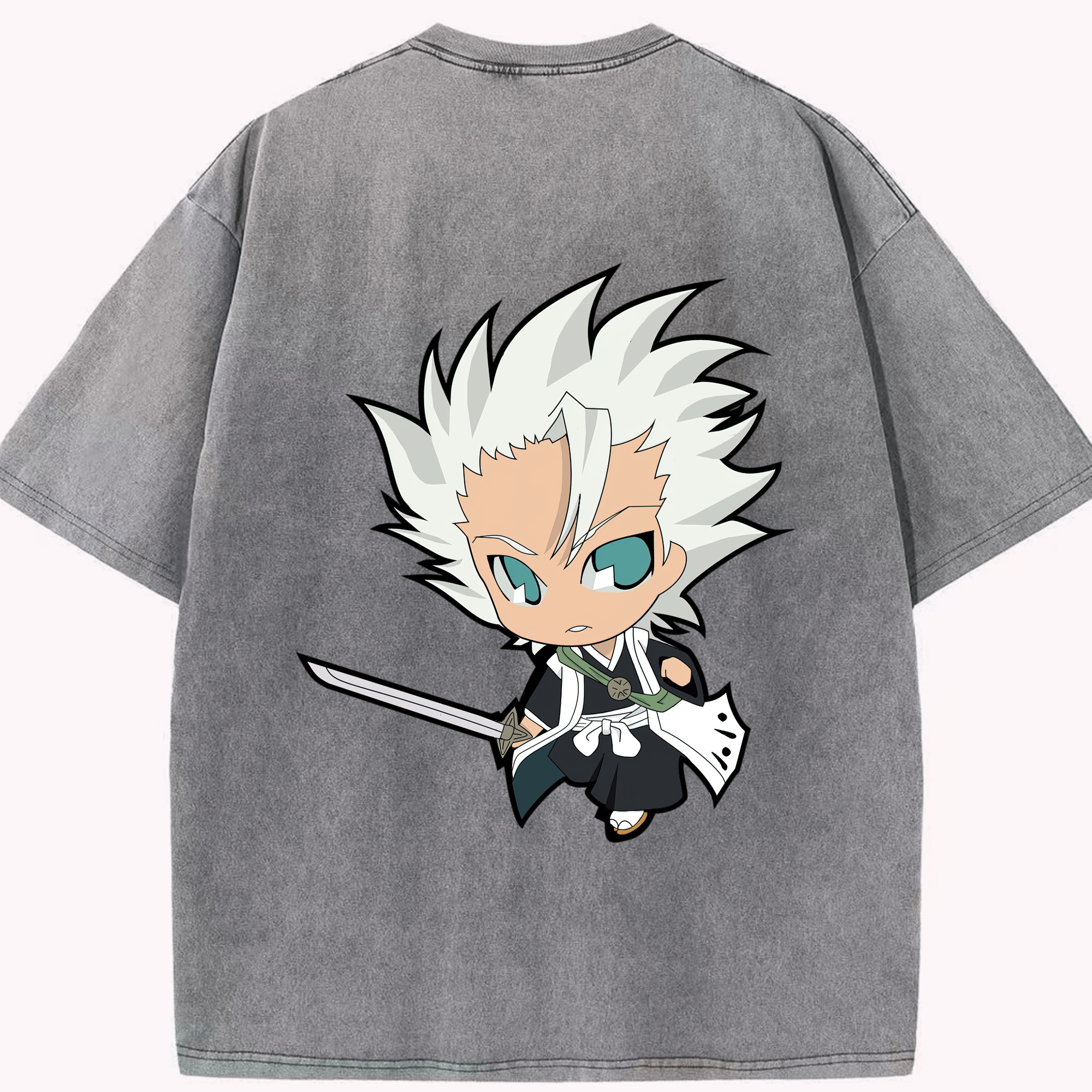 （画像用） ブリーチ 日番谷冬獅郎（ひつがや とうしろう） BLEACH Hitsugaya Toushirou 綿100% ヴィンテージ風 半袖Tシャツ（背面プリント）