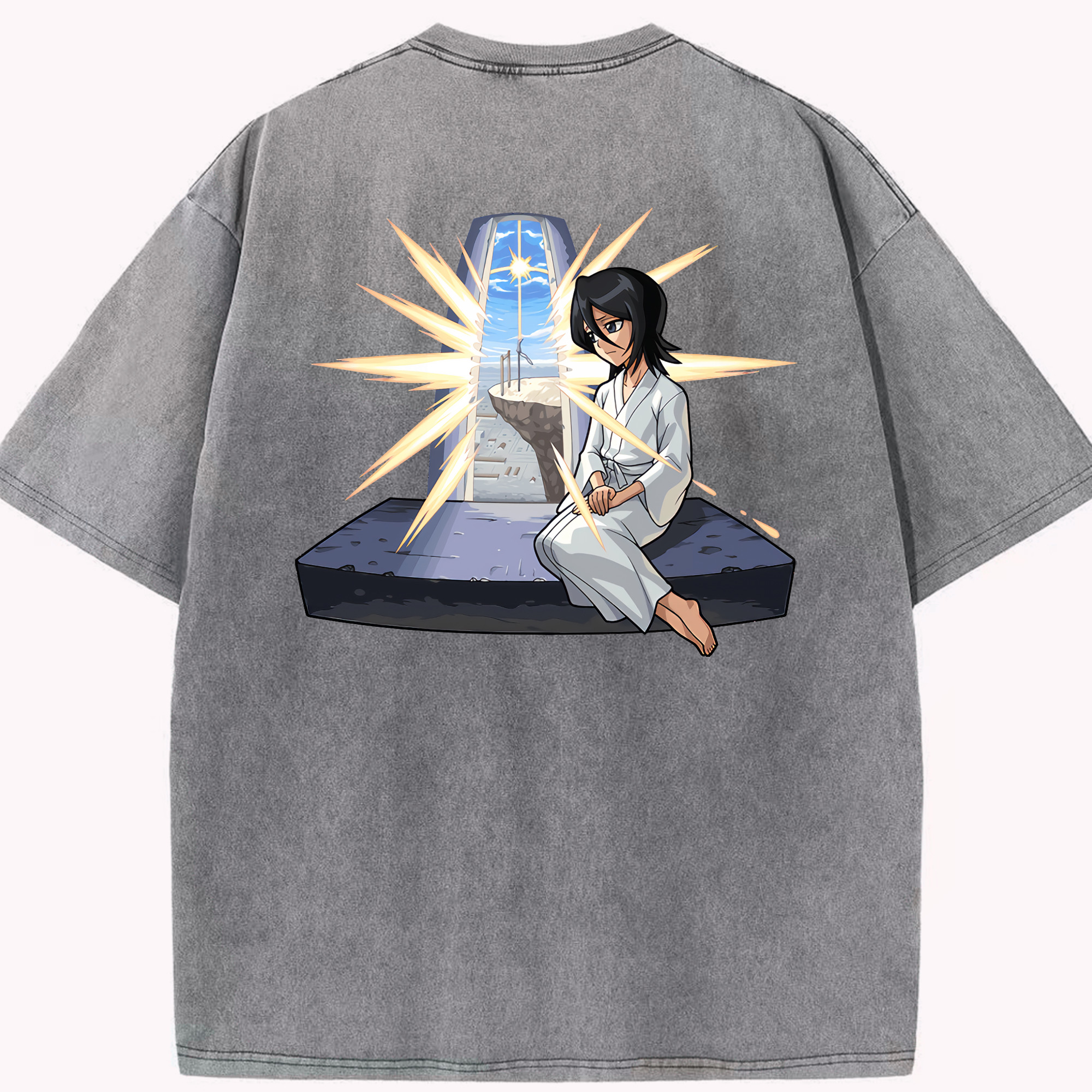 （画像用） ブリーチ 朽木ルキア BLEACH Kuchiki Rukia 綿100% ヴィンテージ風 半袖Tシャツ（背面プリント）