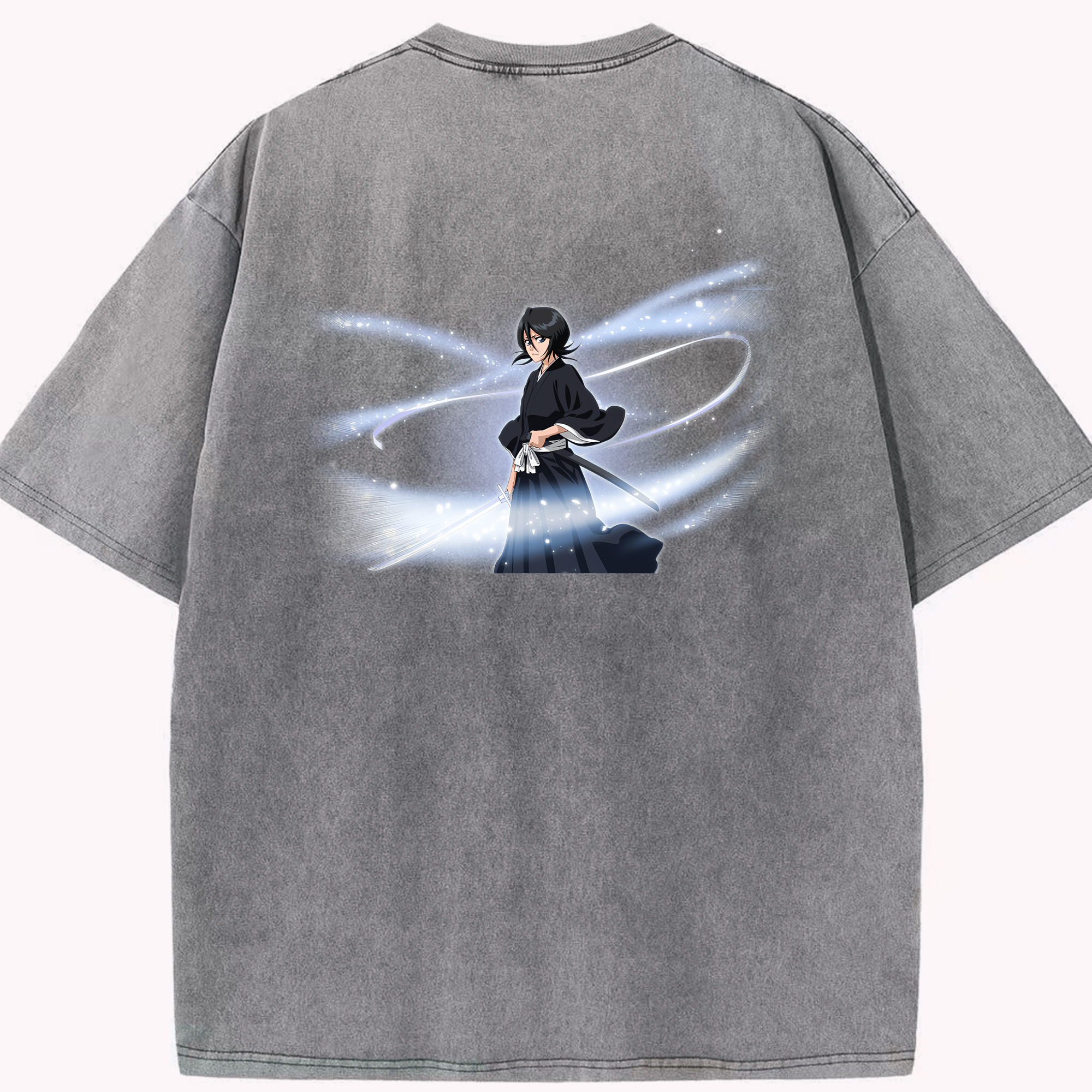 （画像用） ブリーチ 朽木ルキア BLEACH Kuchiki Rukia 綿100% ヴィンテージ風 半袖Tシャツ（背面プリント）