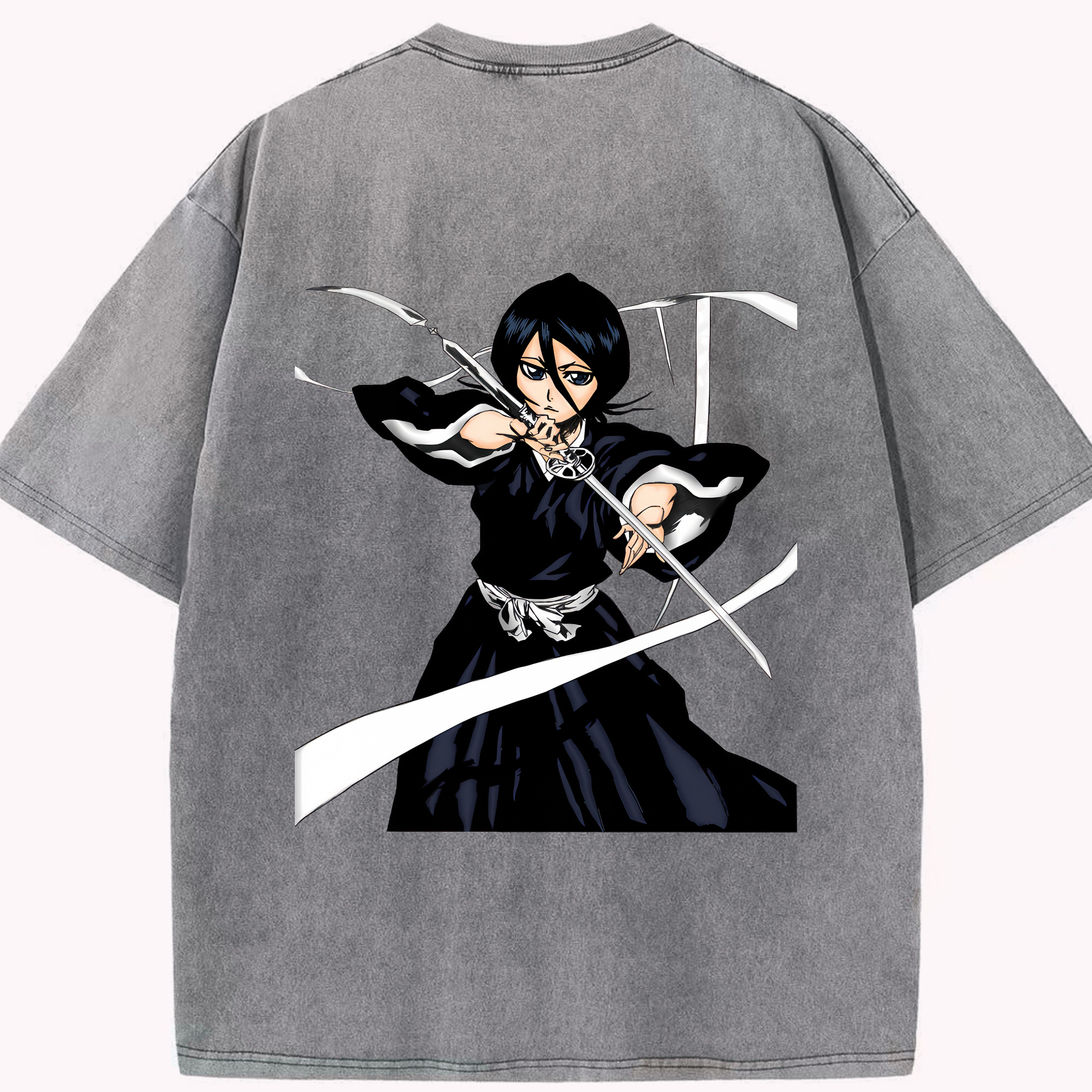 （画像用） ブリーチ 朽木ルキア BLEACH Kuchiki Rukia 綿100% ヴィンテージ風 半袖Tシャツ（背面プリント）