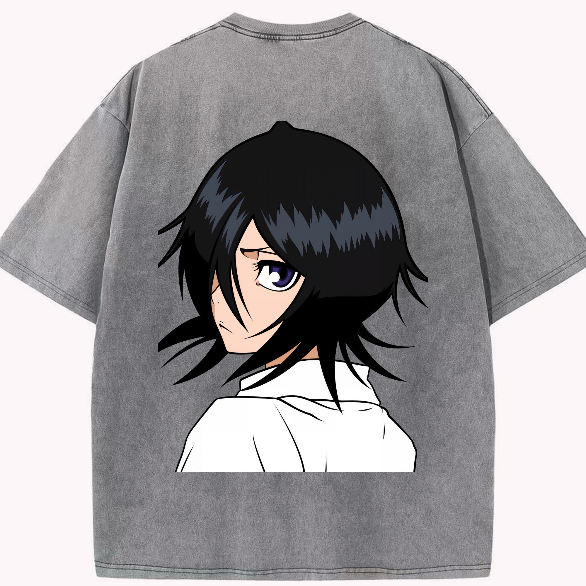 （画像用） ブリーチ 朽木ルキア BLEACH Kuchiki Rukia 綿100% ヴィンテージ風 半袖Tシャツ（背面プリント）