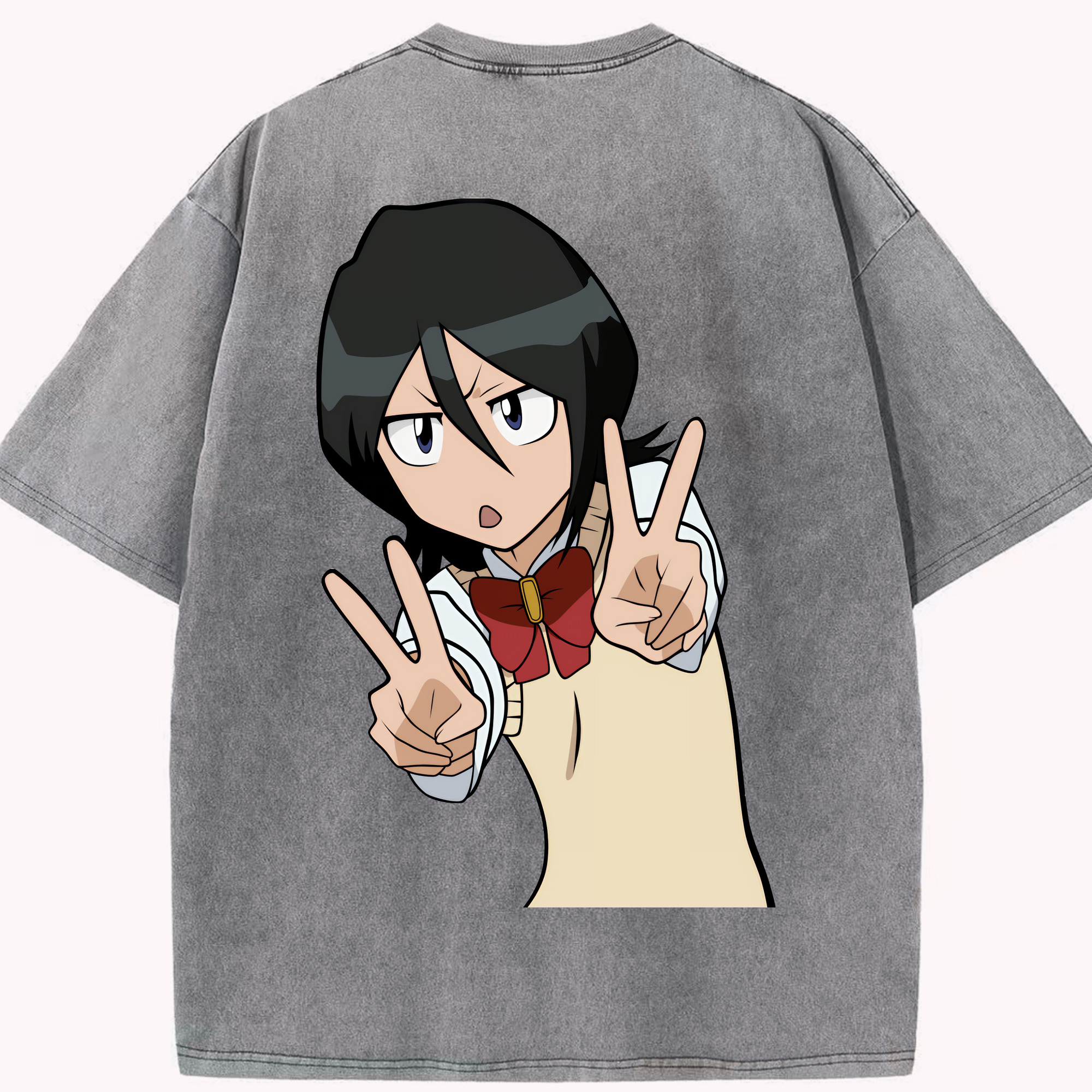 （画像用） ブリーチ 朽木ルキア BLEACH Kuchiki Rukia 綿100% ヴィンテージ風 半袖Tシャツ（背面プリント）