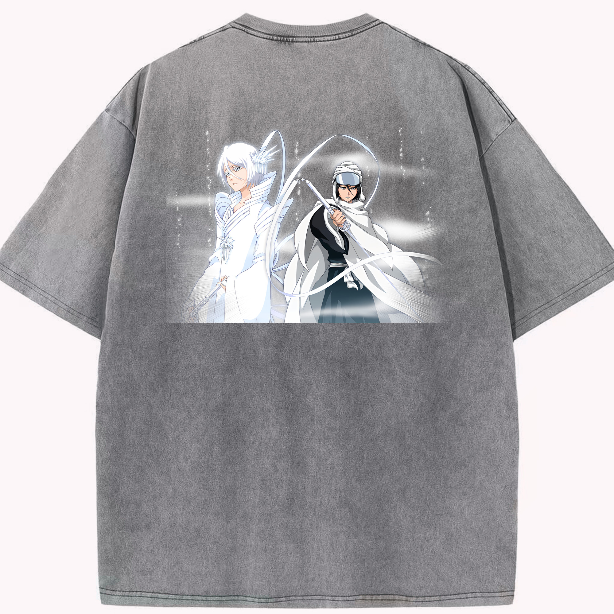 （画像用） ブリーチ 朽木ルキア BLEACH Kuchiki Rukia 綿100% ヴィンテージ風 半袖Tシャツ（背面プリント）