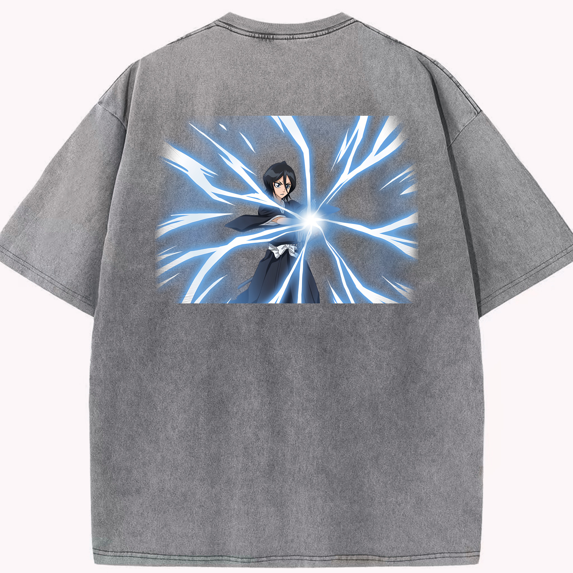 （画像用） ブリーチ 朽木ルキア BLEACH Kuchiki Rukia 綿100% ヴィンテージ風 半袖Tシャツ（背面プリント）