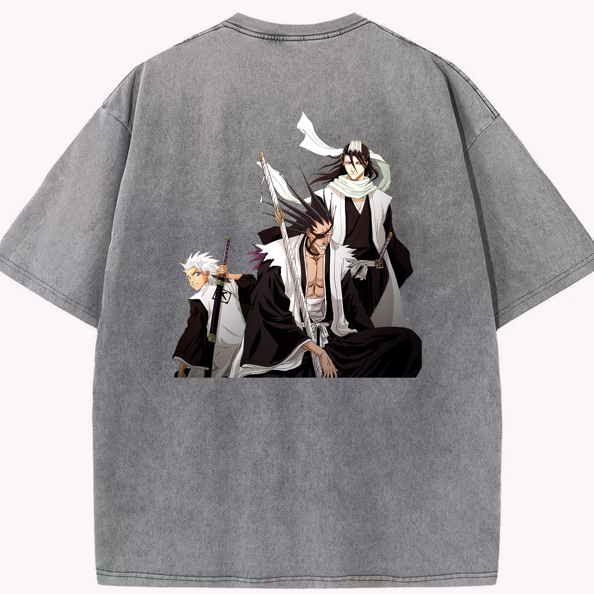 （画像用） ブリーチ ざらき けんぱち BLEACH Zaraki Kenpachi 綿100% ヴィンテージ風 半袖Tシャツ（背面プリント）