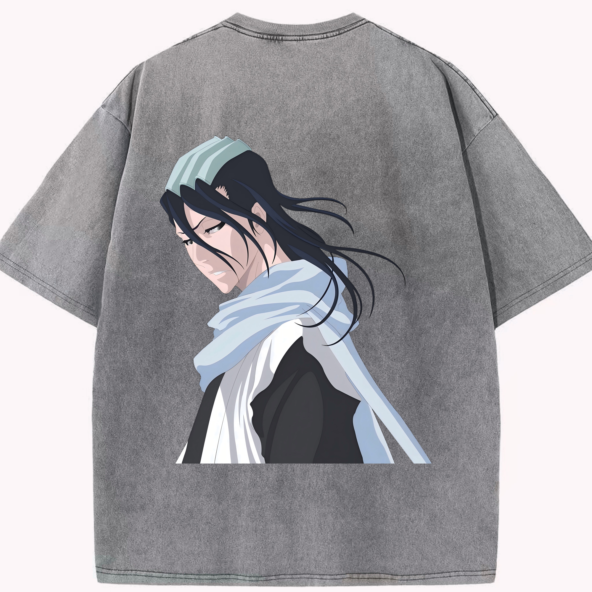 （画像用） ブリーチ くちき びゃくや BLEACH Kuchiki Byakuya 綿100% ヴィンテージ風 半袖Tシャツ（背面プリント）