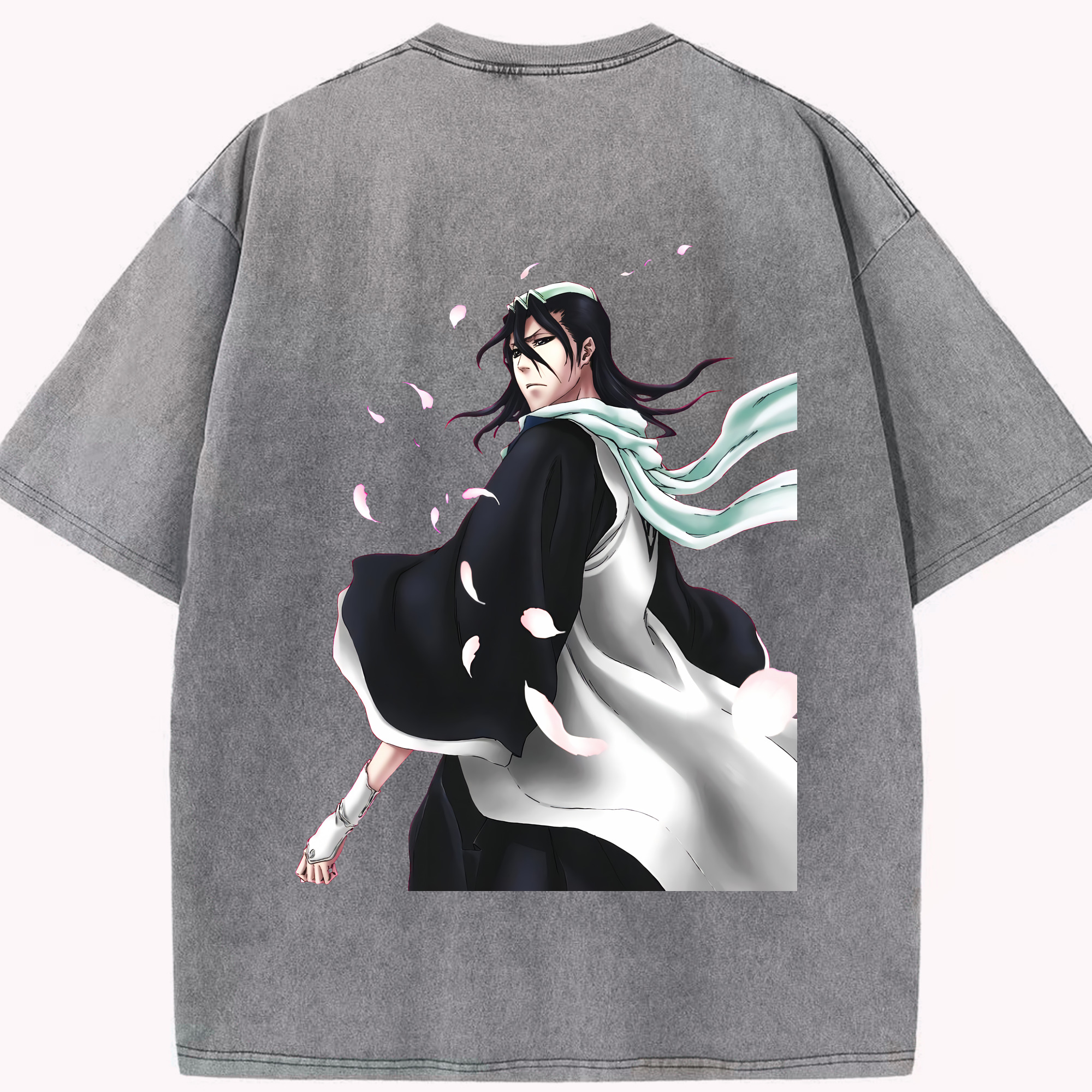 （画像用） ブリーチ くちき びゃくや BLEACH Kuchiki Byakuya 綿100% ヴィンテージ風 半袖Tシャツ（背面プリント）