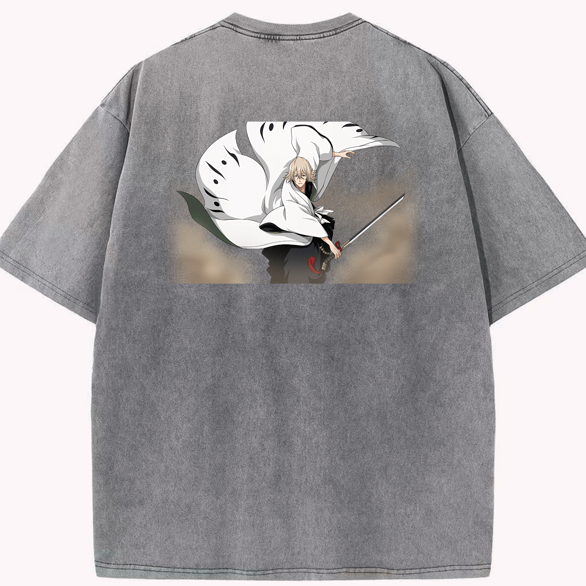 （画像用） "ブリーチ 浦原 喜助（うらはら きすけ） BLEACH Urahara Kisuke " 綿100% ヴィンテージ風 半袖Tシャツ（背面プリント）