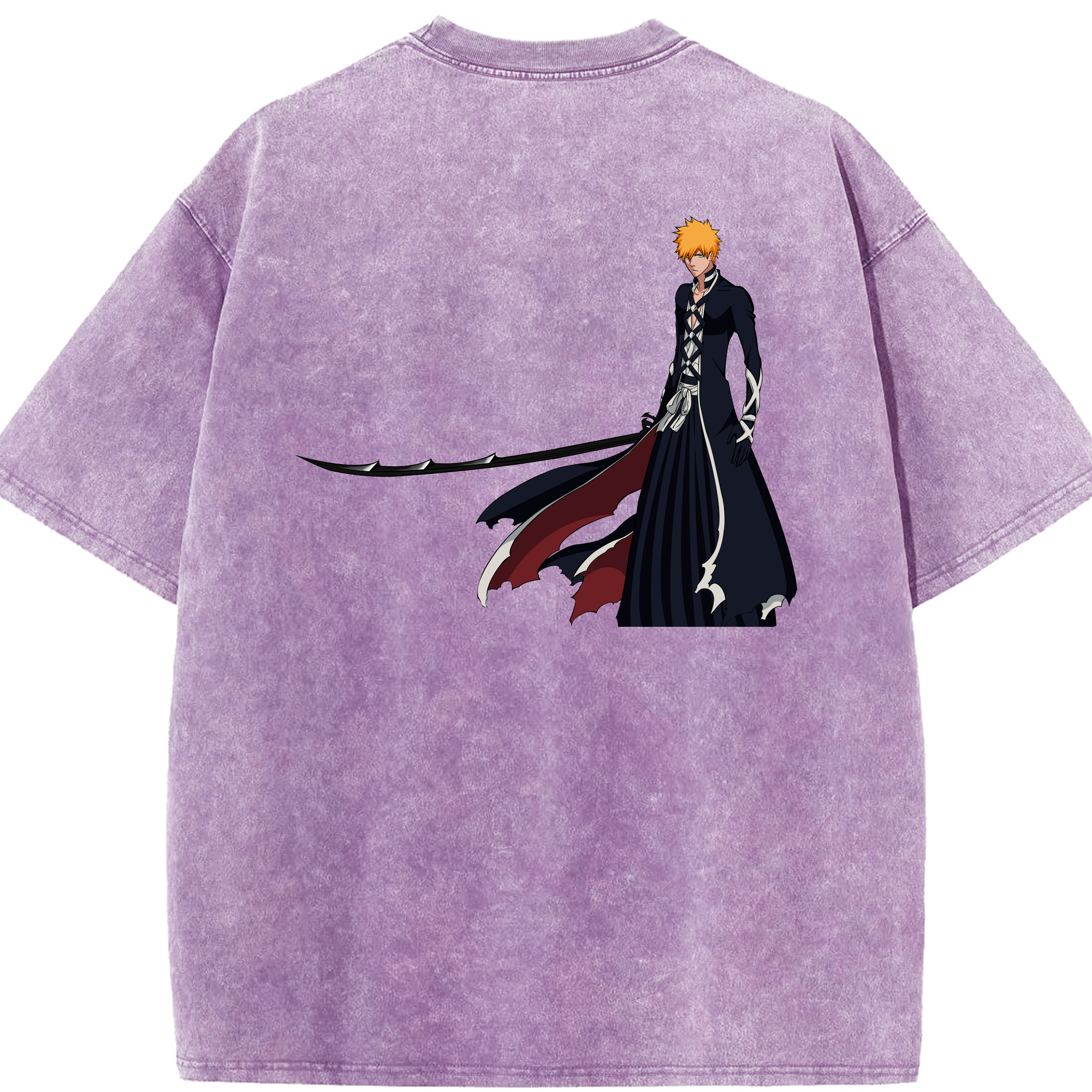 （画像用） ブリーチ 黒崎一護（くろさき いちご）BLEACH Kurosaki Ichigo 綿100% ヴィンテージ風 半袖Tシャツ（背面プリント）