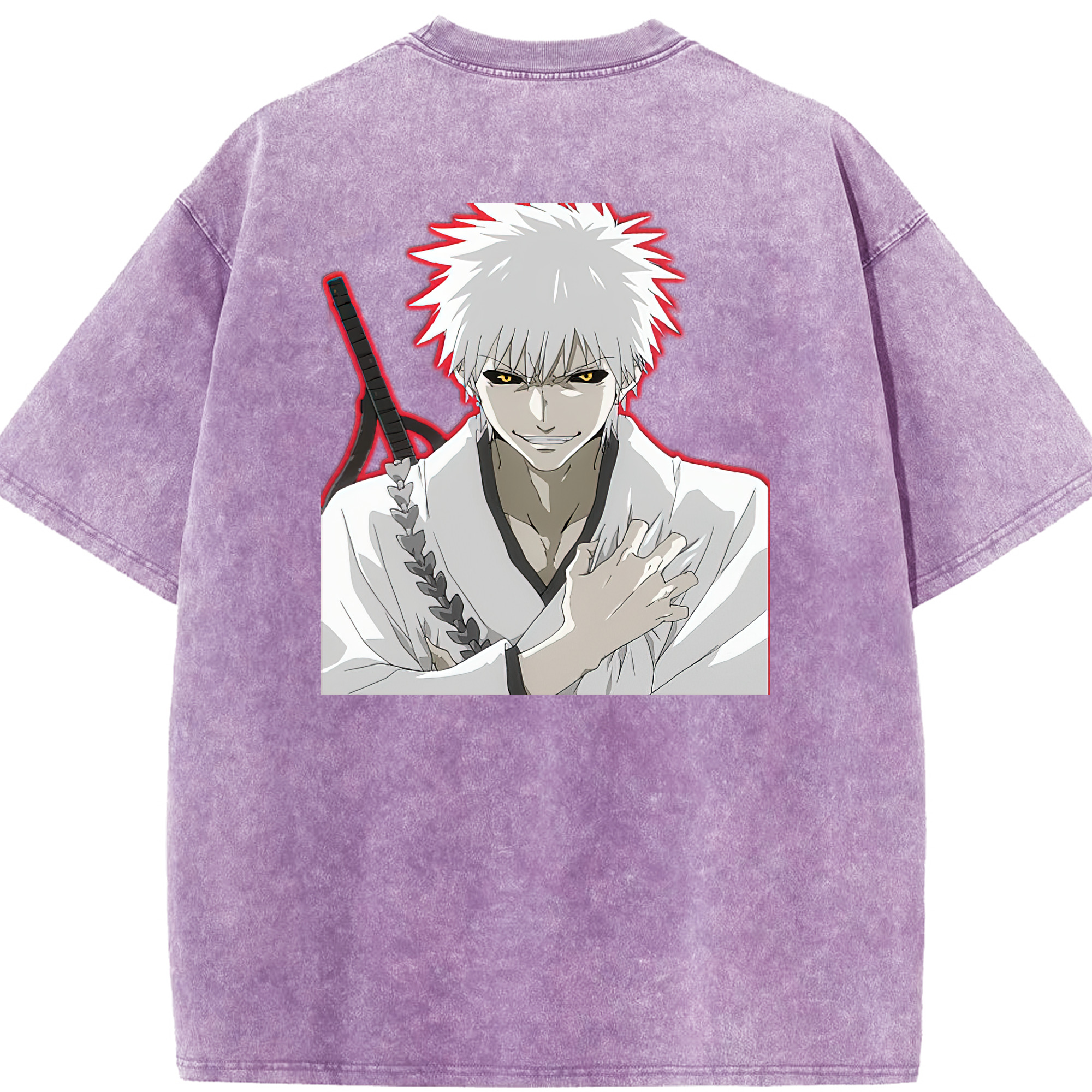 （画像用） ブリーチ 黒崎一護（くろさき いちご）BLEACH Kurosaki Ichigo 綿100% ヴィンテージ風 半袖Tシャツ（背面プリント）