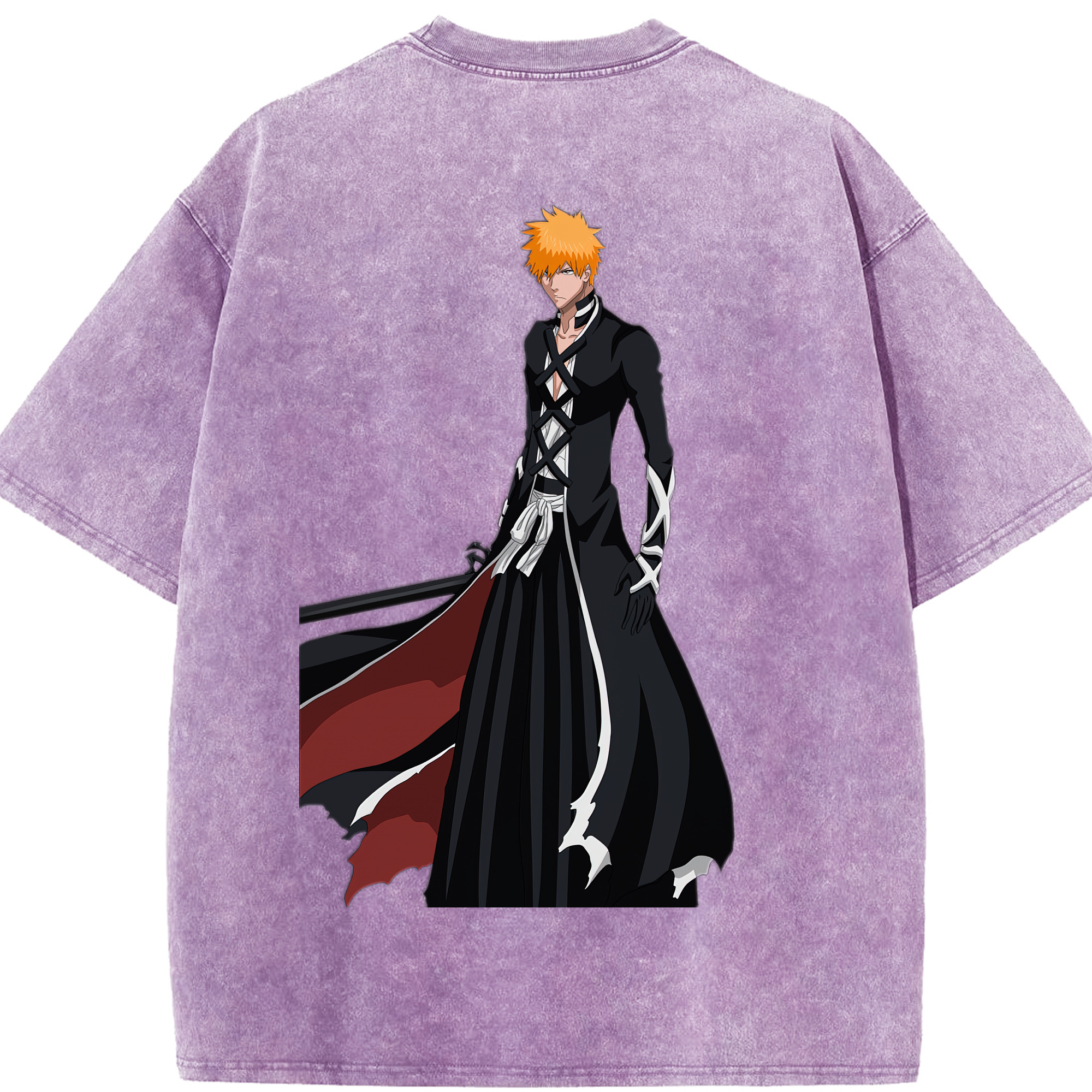 （画像用） ブリーチ 黒崎一護（くろさき いちご）BLEACH Kurosaki Ichigo 綿100% ヴィンテージ風 半袖Tシャツ（背面プリント）