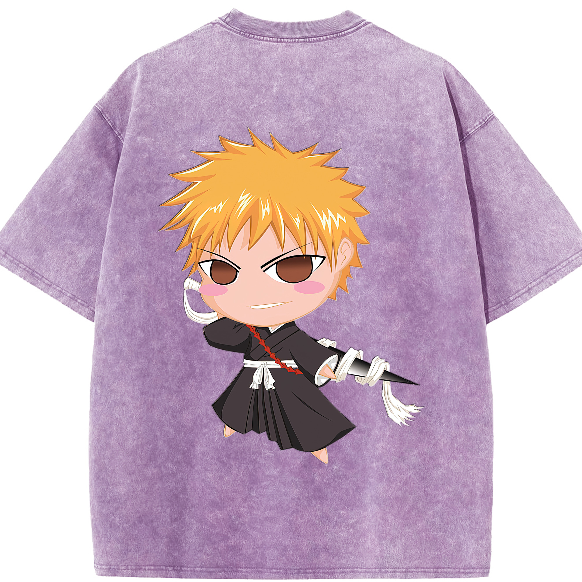 （画像用） ブリーチ 黒崎一護（くろさき いちご）BLEACH Kurosaki Ichigo 綿100% ヴィンテージ風 半袖Tシャツ（背面プリント）