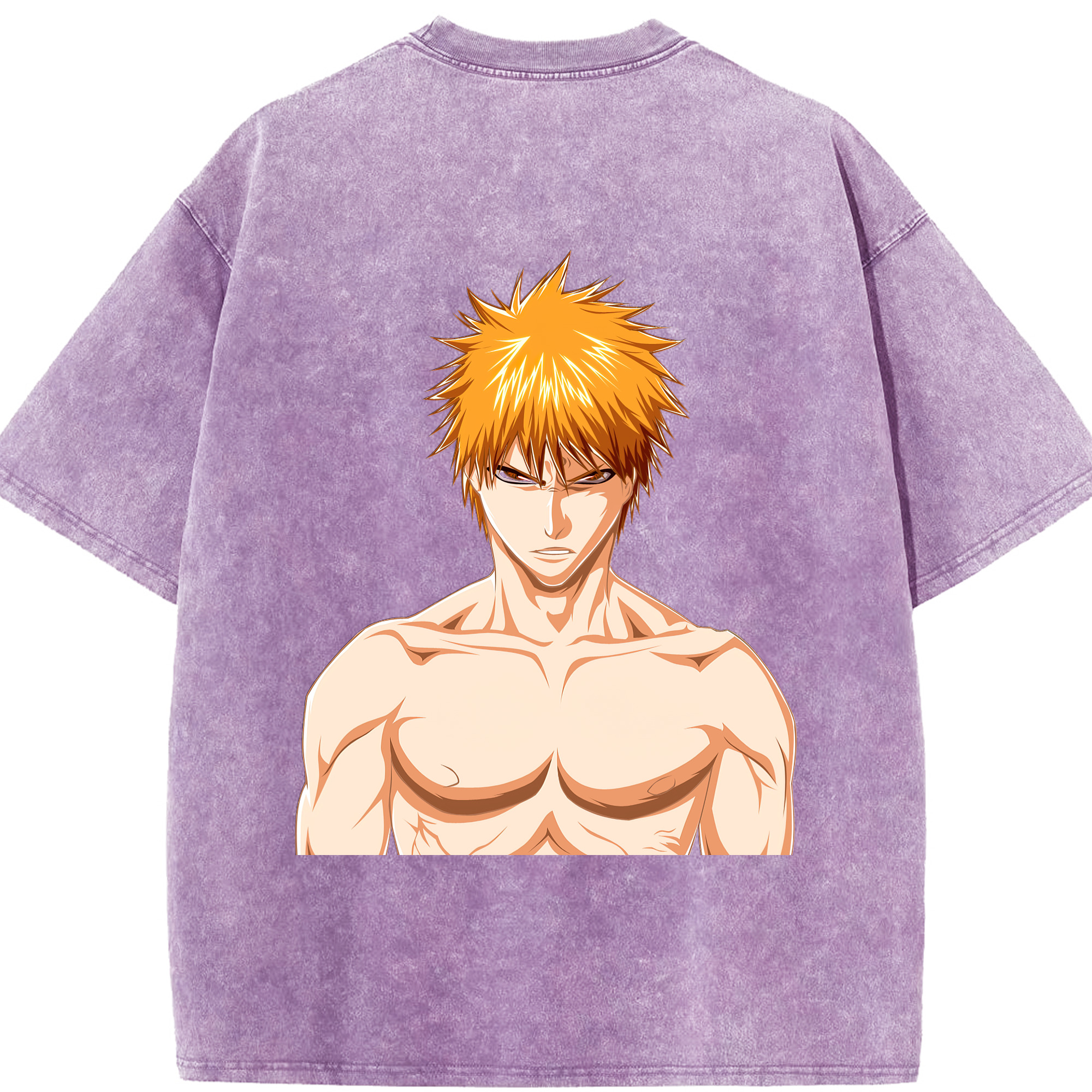 （画像用） ブリーチ 黒崎一護（くろさき いちご）BLEACH Kurosaki Ichigo 綿100% ヴィンテージ風 半袖Tシャツ（背面プリント）
