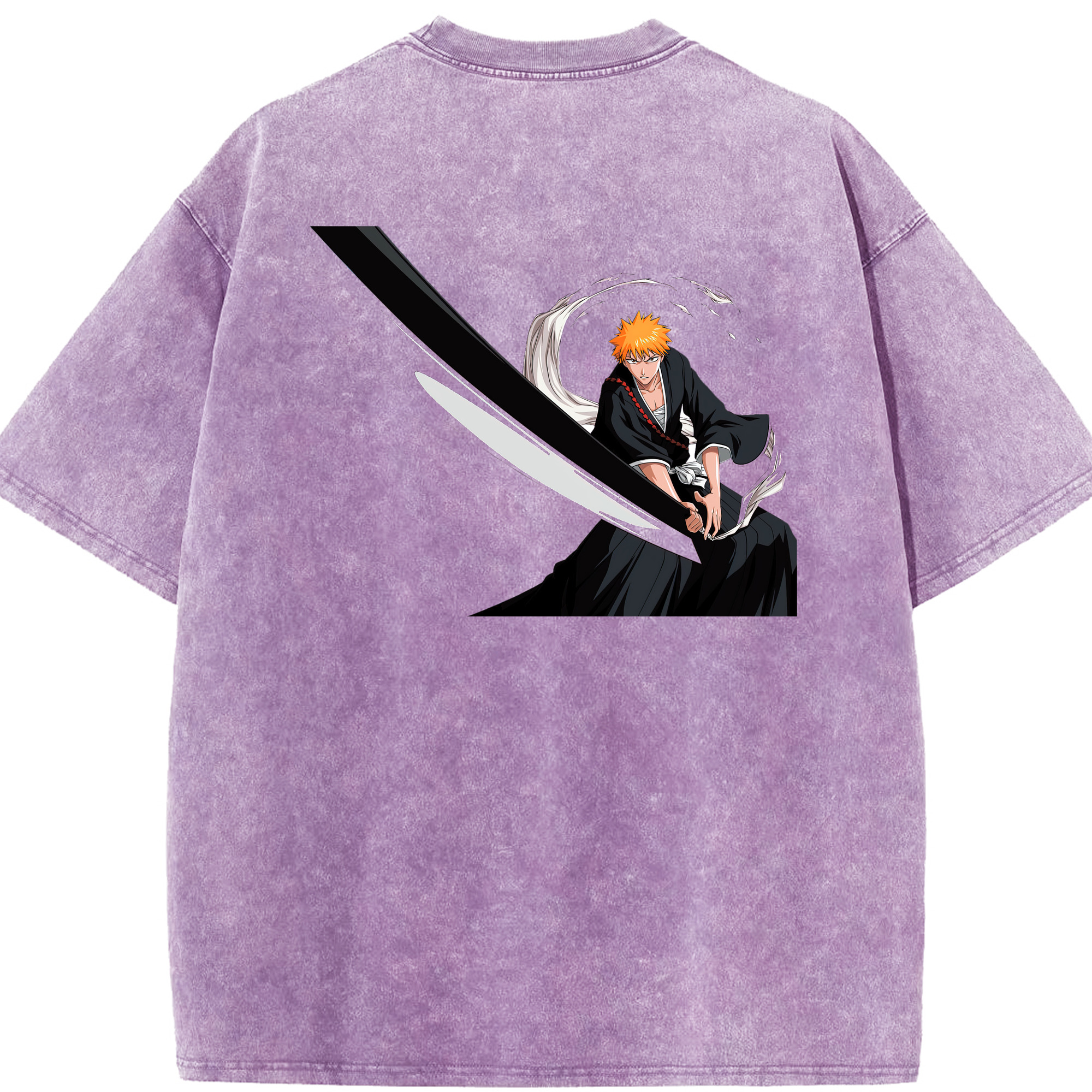 （画像用） ブリーチ 黒崎一護（くろさき いちご）BLEACH Kurosaki Ichigo 綿100% ヴィンテージ風 半袖Tシャツ（背面プリント）
