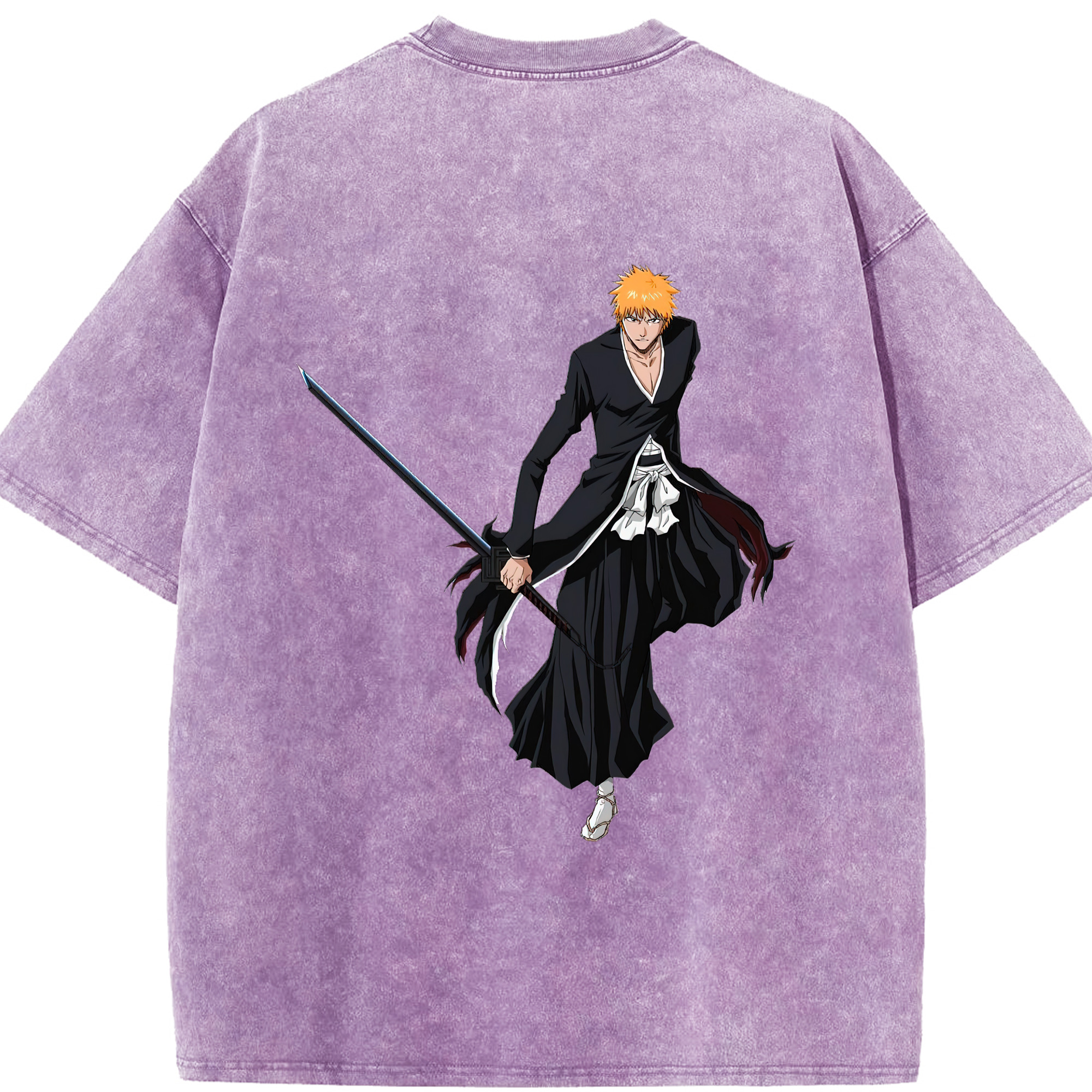 （画像用） ブリーチ 黒崎一護（くろさき いちご）BLEACH Kurosaki Ichigo 綿100% ヴィンテージ風 半袖Tシャツ（背面プリント）