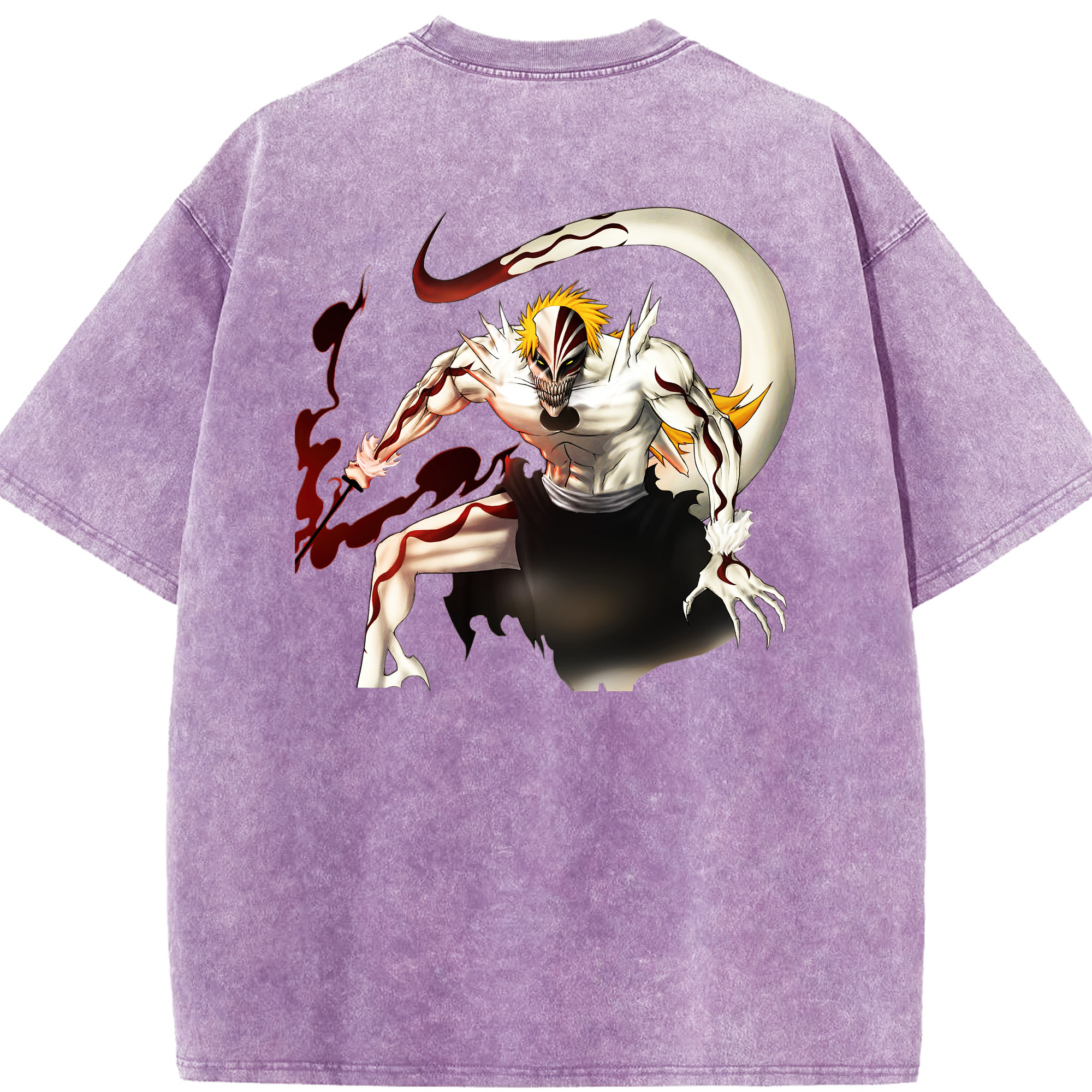 （画像用） ブリーチ 黒崎一護（くろさき いちご）BLEACH Kurosaki Ichigo 綿100% ヴィンテージ風 半袖Tシャツ（背面プリント）