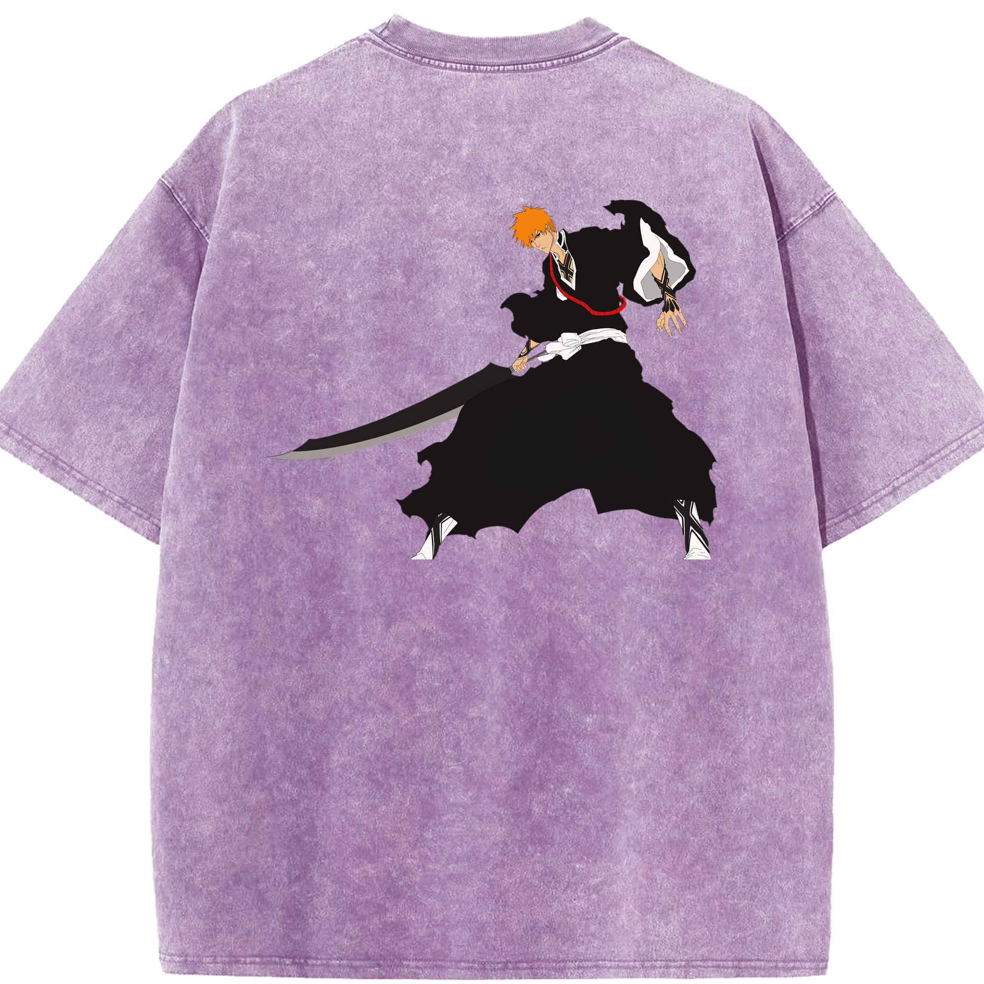 （画像用） ブリーチ 黒崎一護（くろさき いちご）BLEACH Kurosaki Ichigo 綿100% ヴィンテージ風 半袖Tシャツ（背面プリント）
