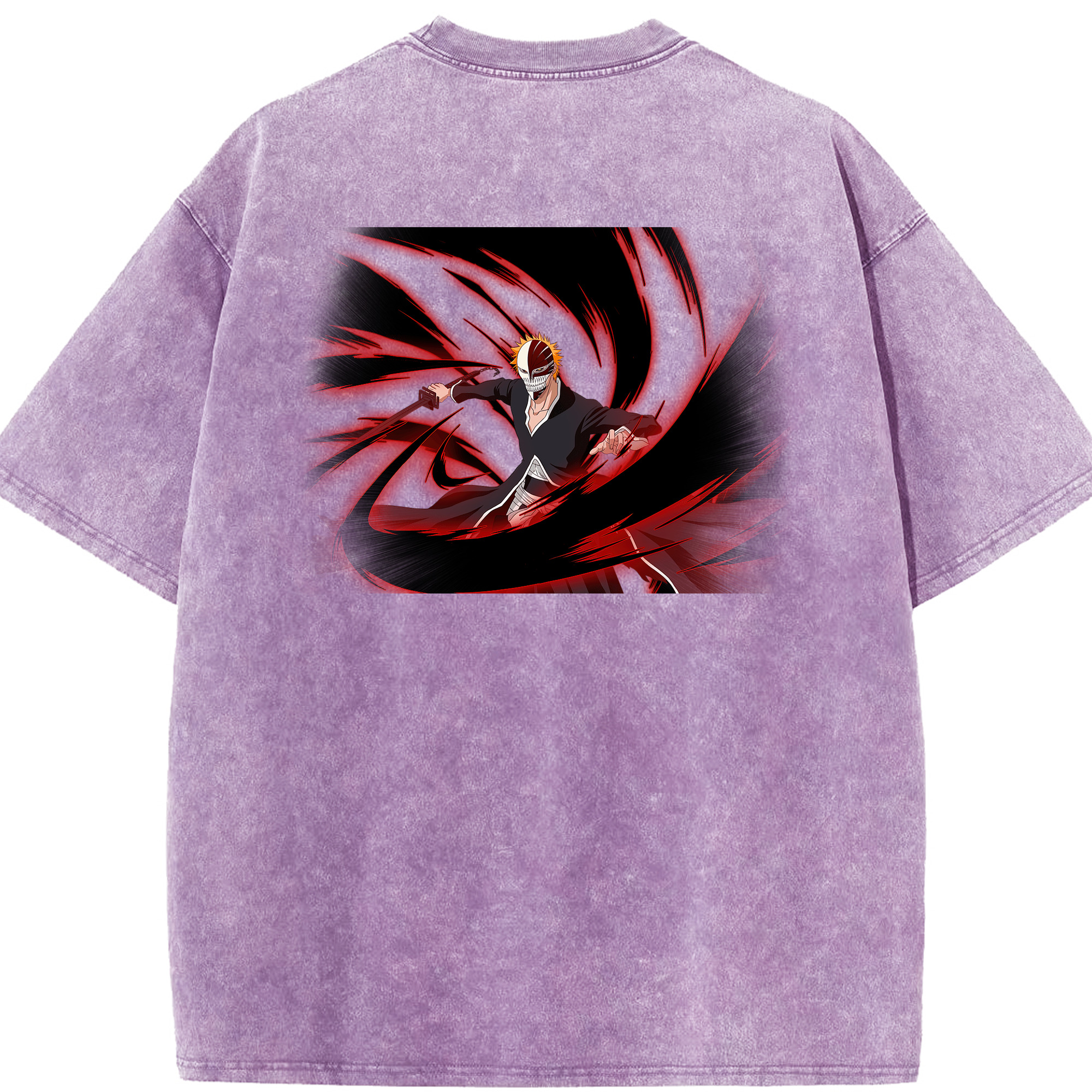 （画像用） ブリーチ 黒崎一護（くろさき いちご）BLEACH Kurosaki Ichigo 綿100% ヴィンテージ風 半袖Tシャツ（背面プリント）