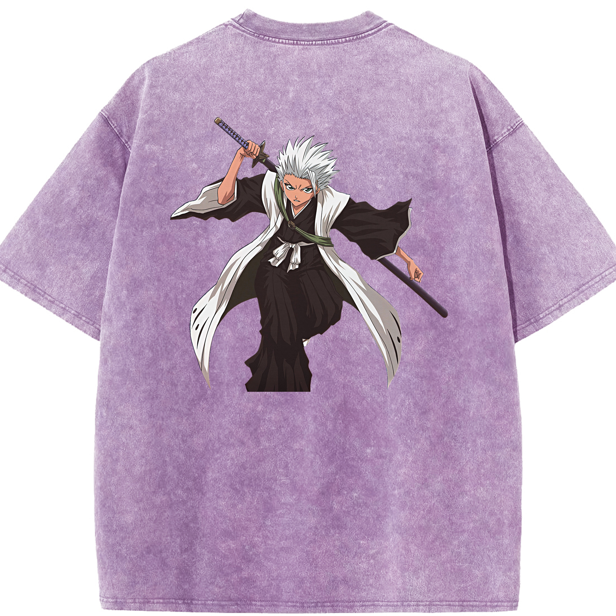 （画像用） ブリーチ 日番谷冬獅郎（ひつがや とうしろう） BLEACH Hitsugaya Toushirou 綿100% ヴィンテージ風 半袖Tシャツ（背面プリント）